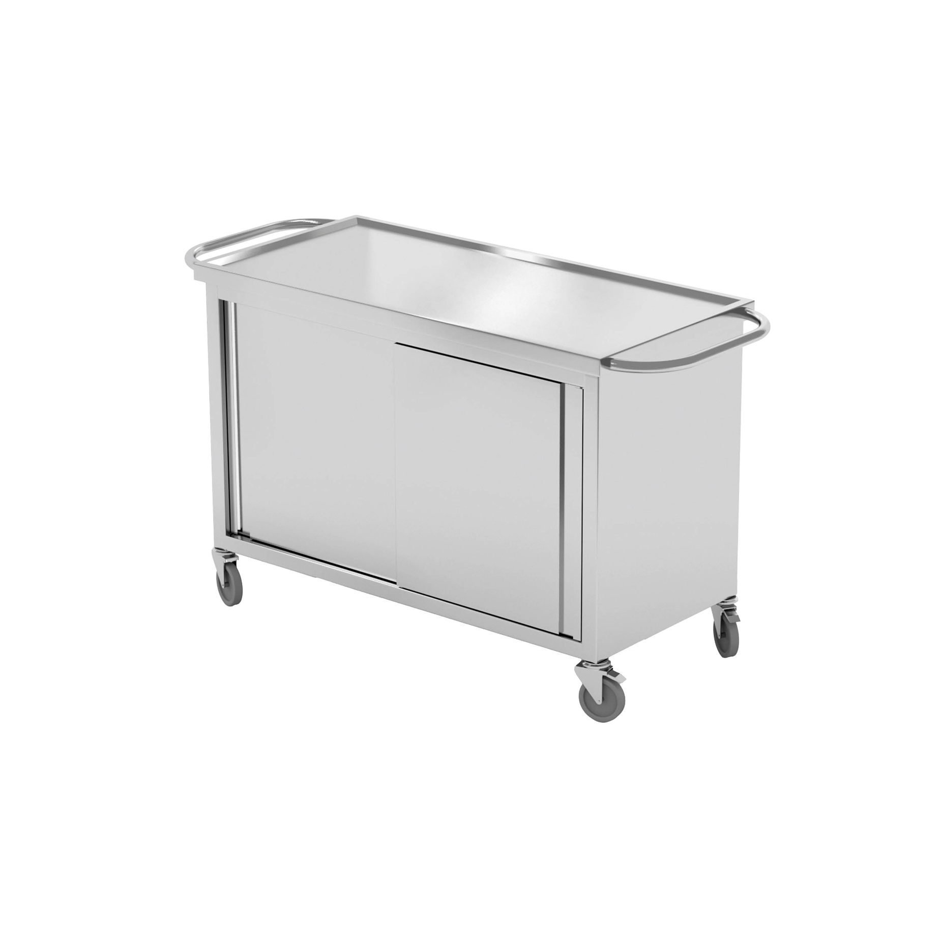 Beistellwagen aus Edelstahl geschlossen - 120cm | 120 cm