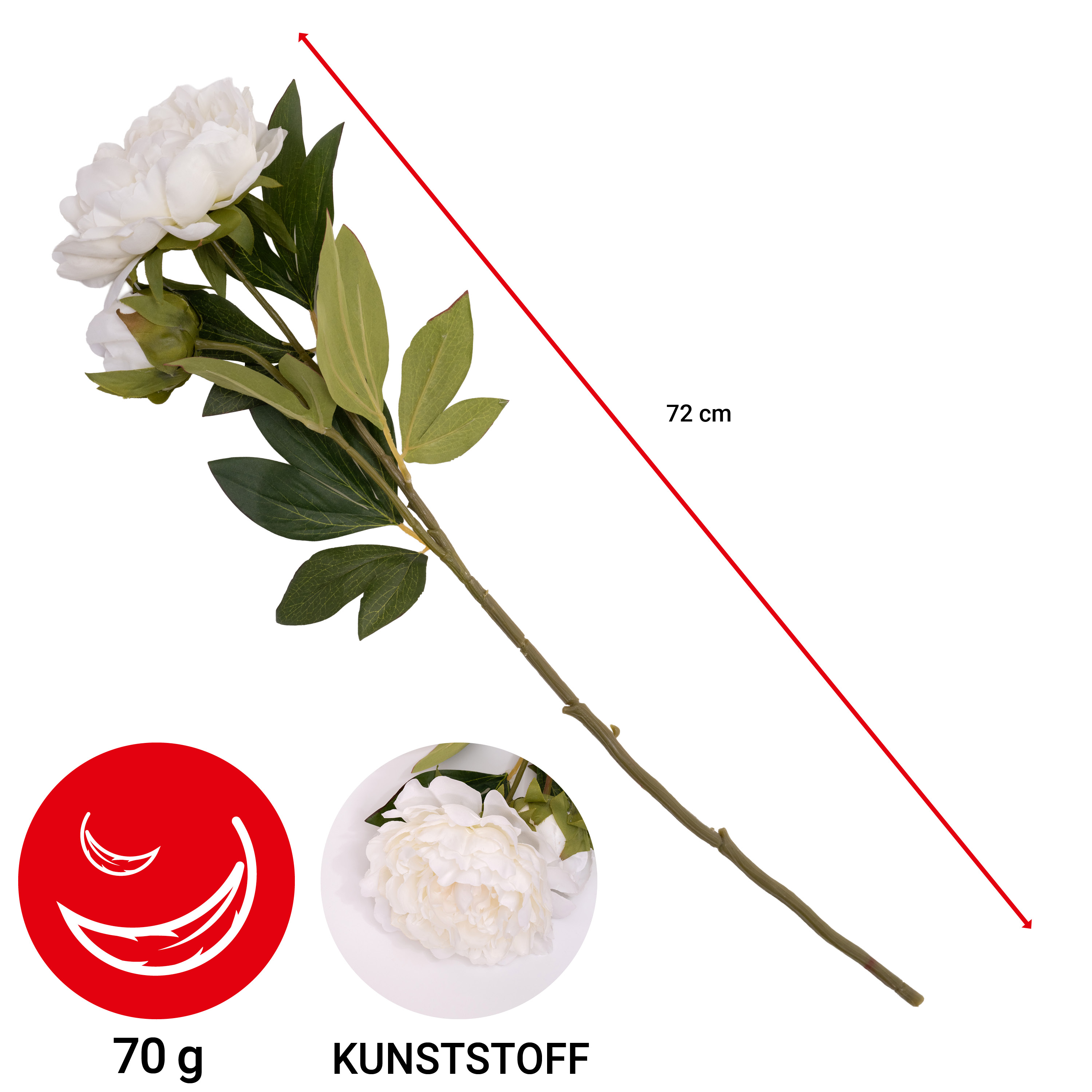 Zweig - Pfingstrose - 72 cm - VE: 6 Stück