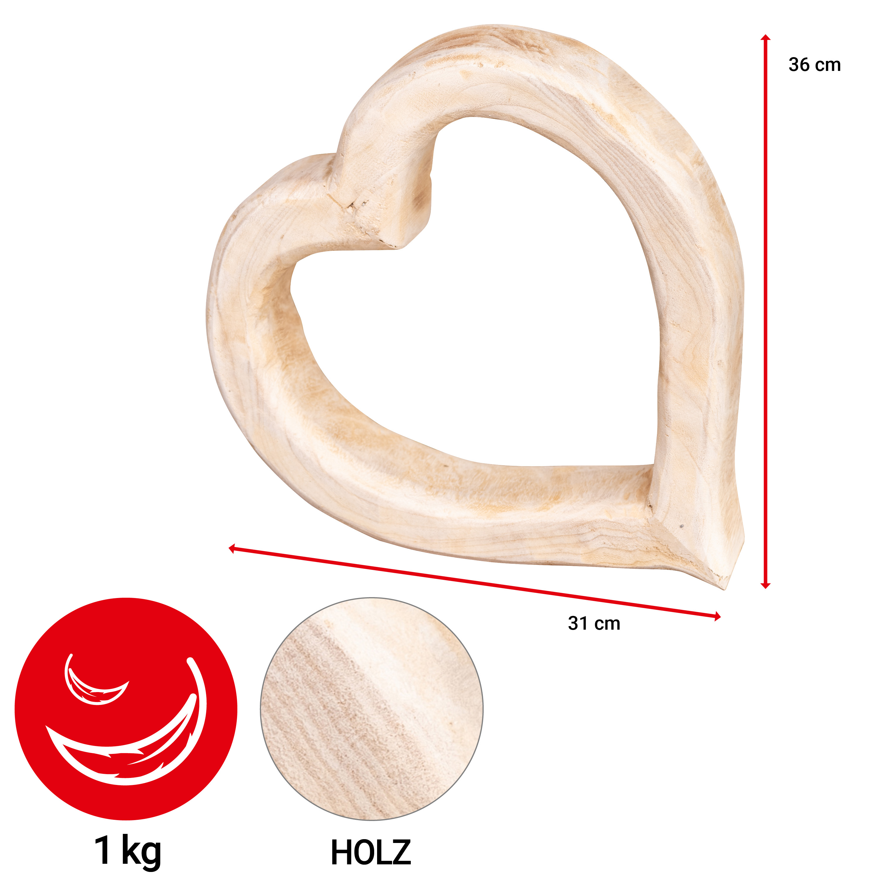 Dekoherz - Paulownia-Holz/offen - VE: 2 Stück