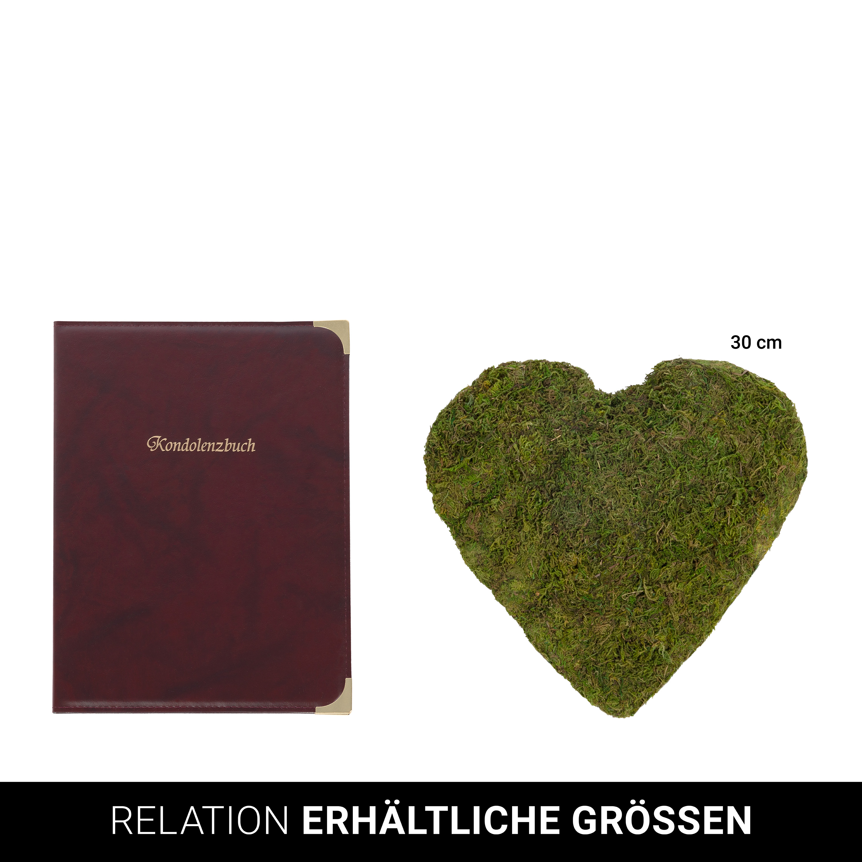 Herz aus Moos - 30 x 30 x 6cm - 2 Stück