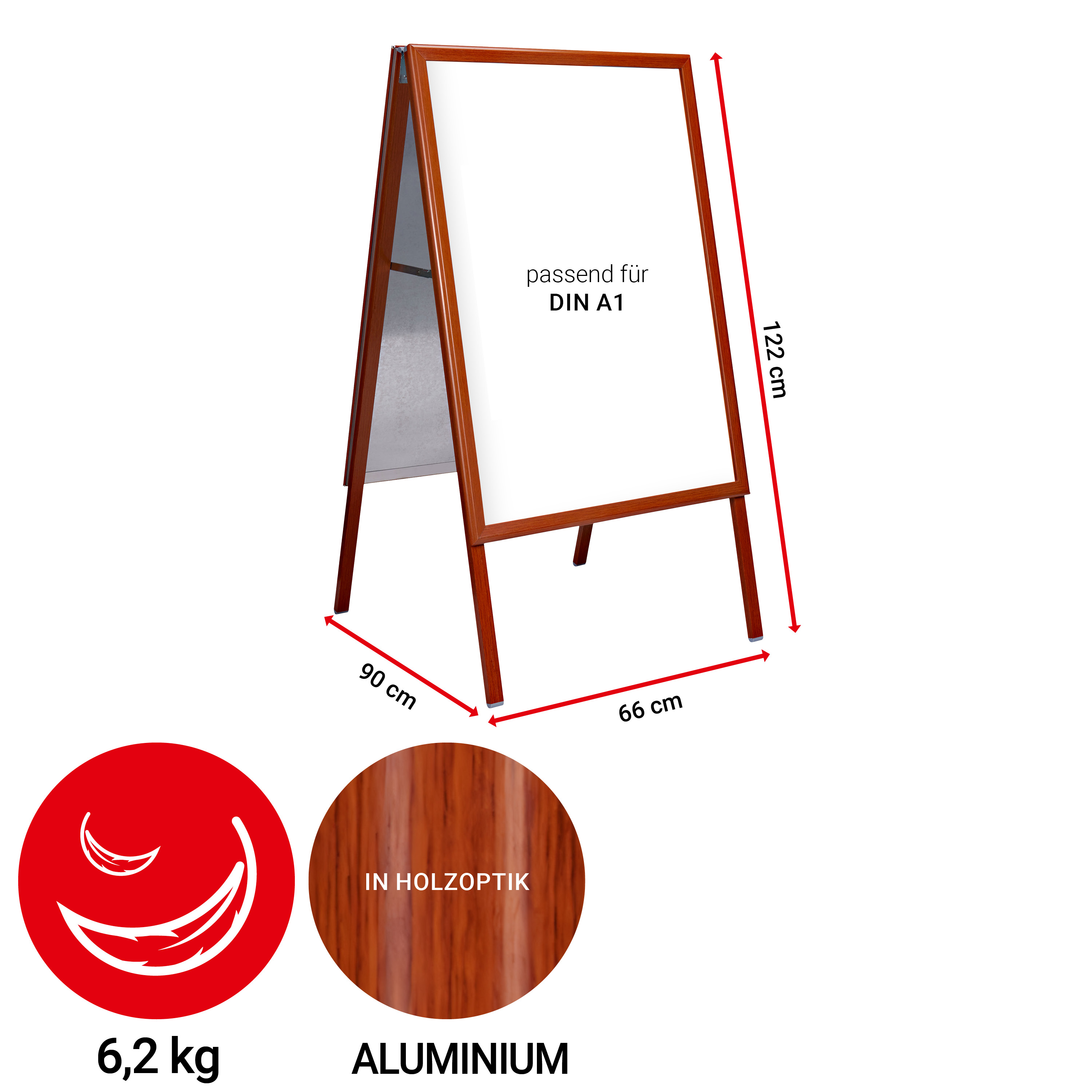Werbeaufsteller in Holzoptik DIN A1