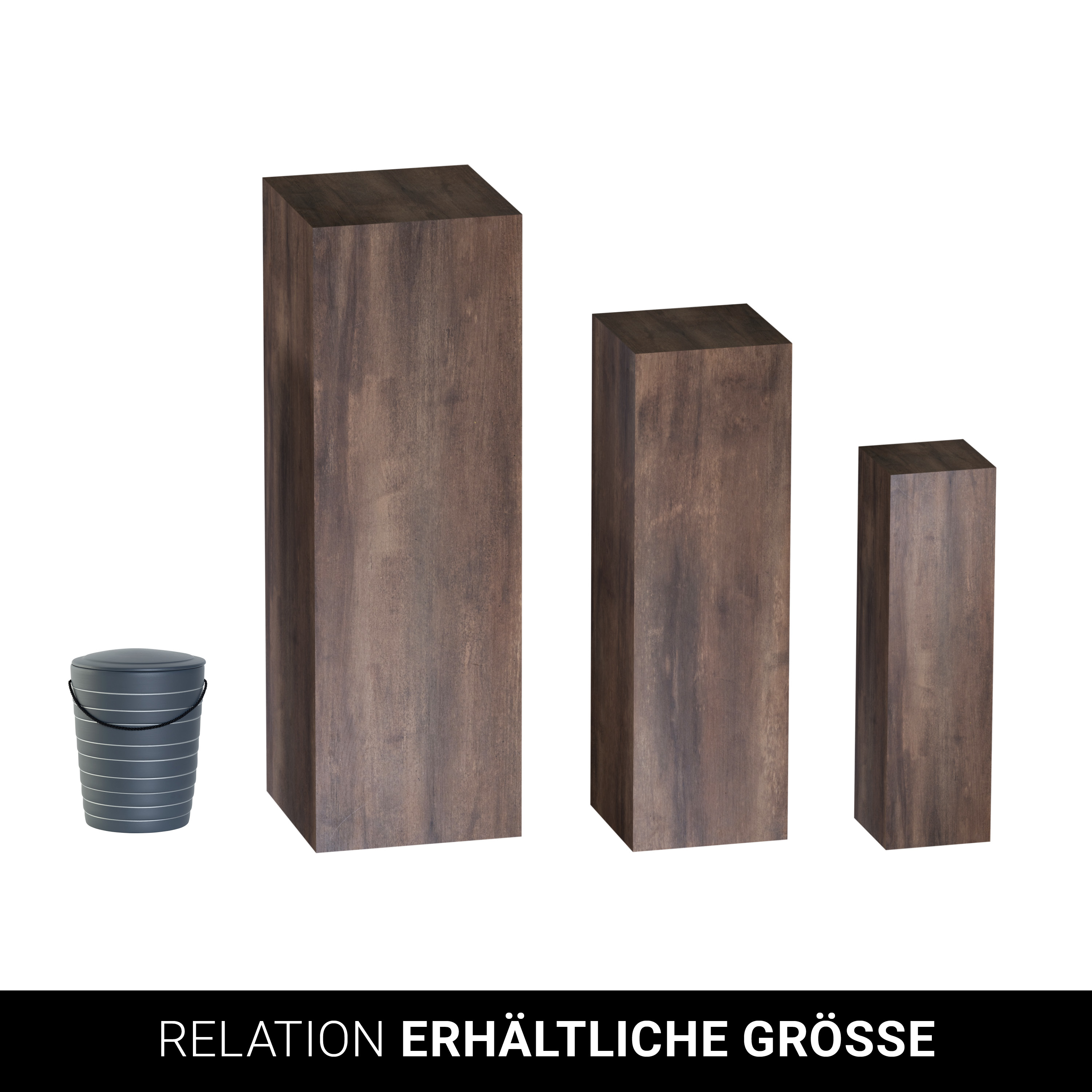 Dekosäule "Rom" Nussbaum - dunkelbraun - 3er Set