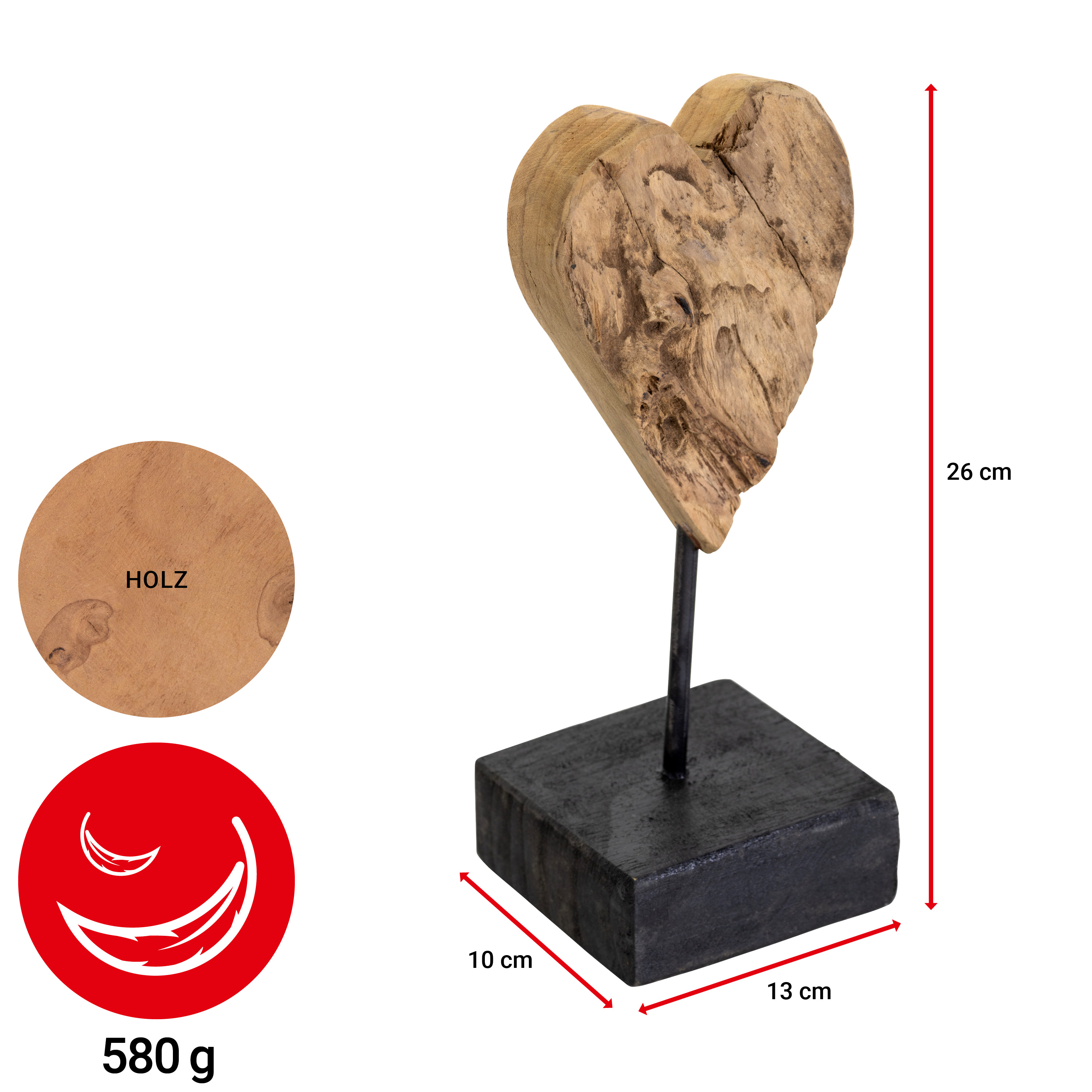 Aufsteller - Herz - 26 cm - VE: 1 Stück
