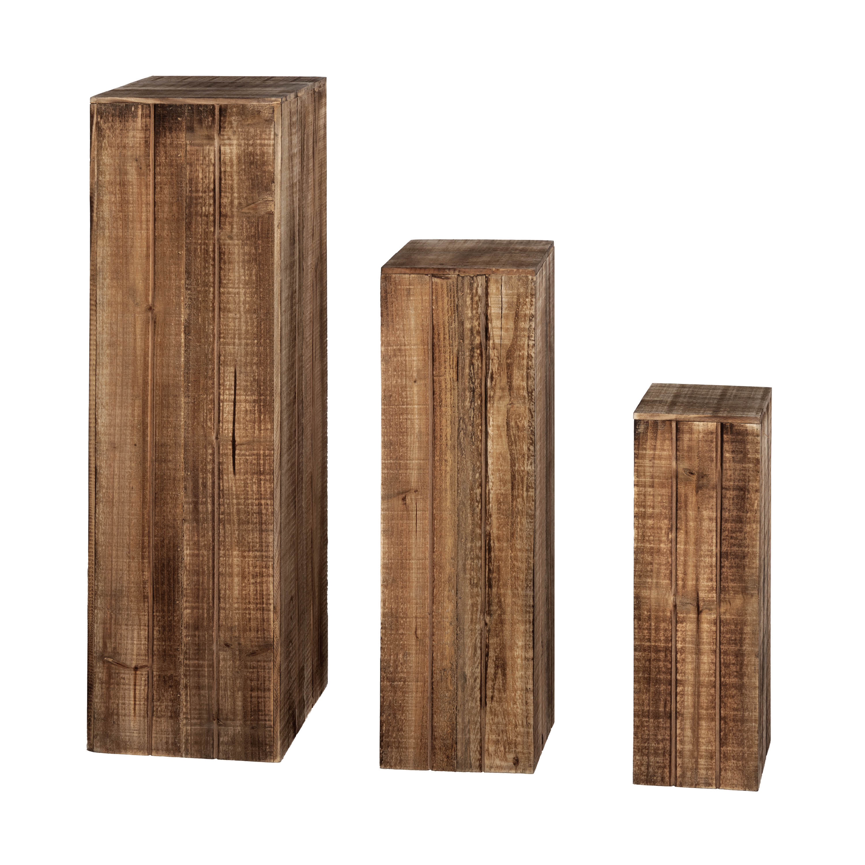 Dekosäule „Shabby Nature Holz"- dunkelbraun - 3er Set