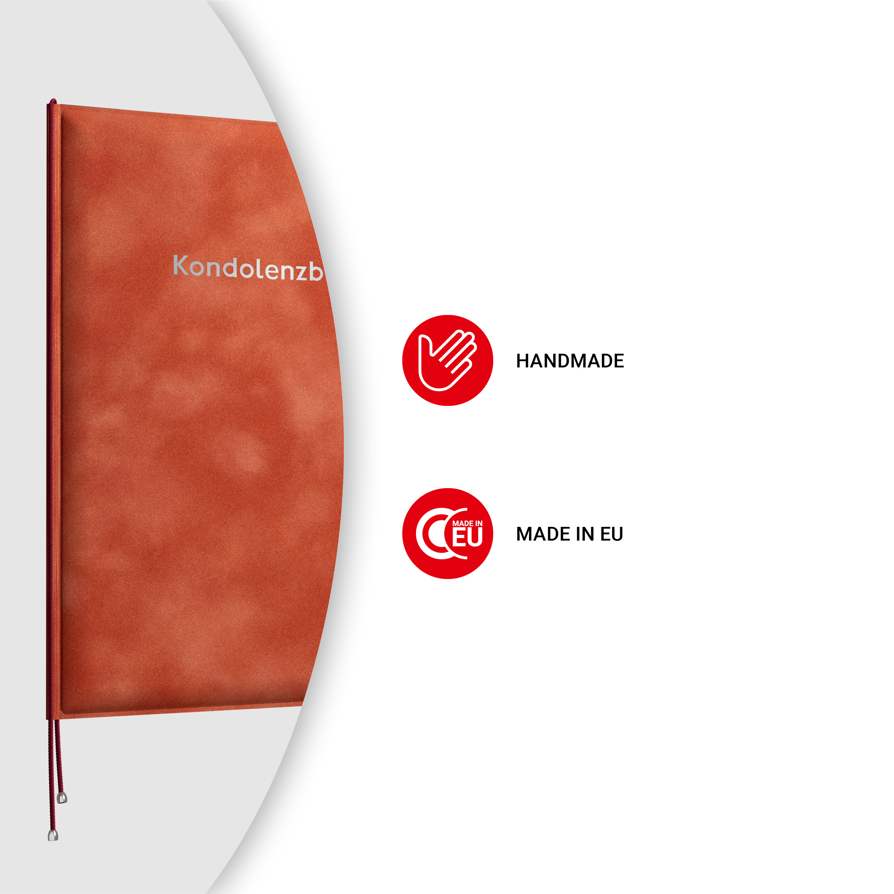 Kondolenzmappe aus Velours orange - Druck Silber - 10 Stück