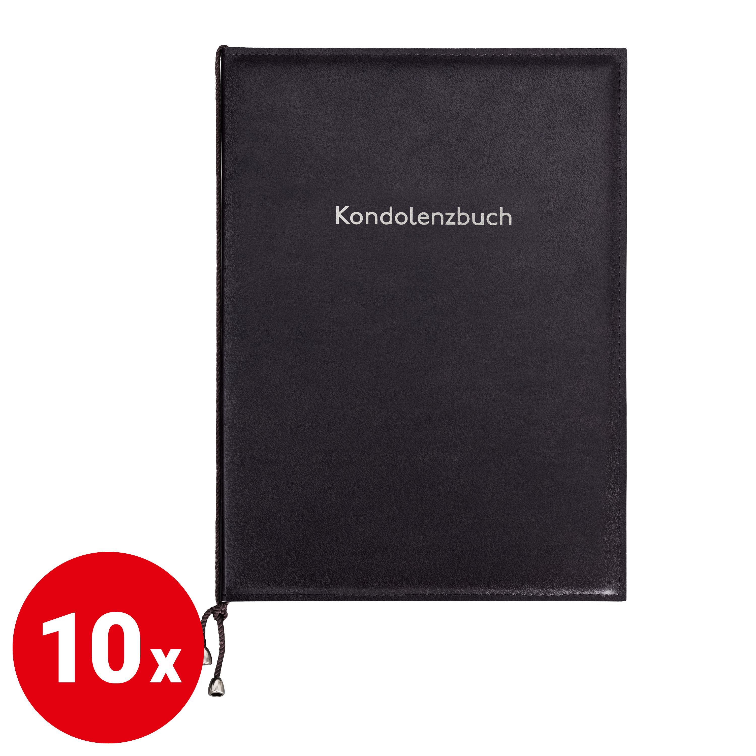 Kondolenzmappe Kunstleder - Schwarz mit Silberdruck - VE: 10 Stück