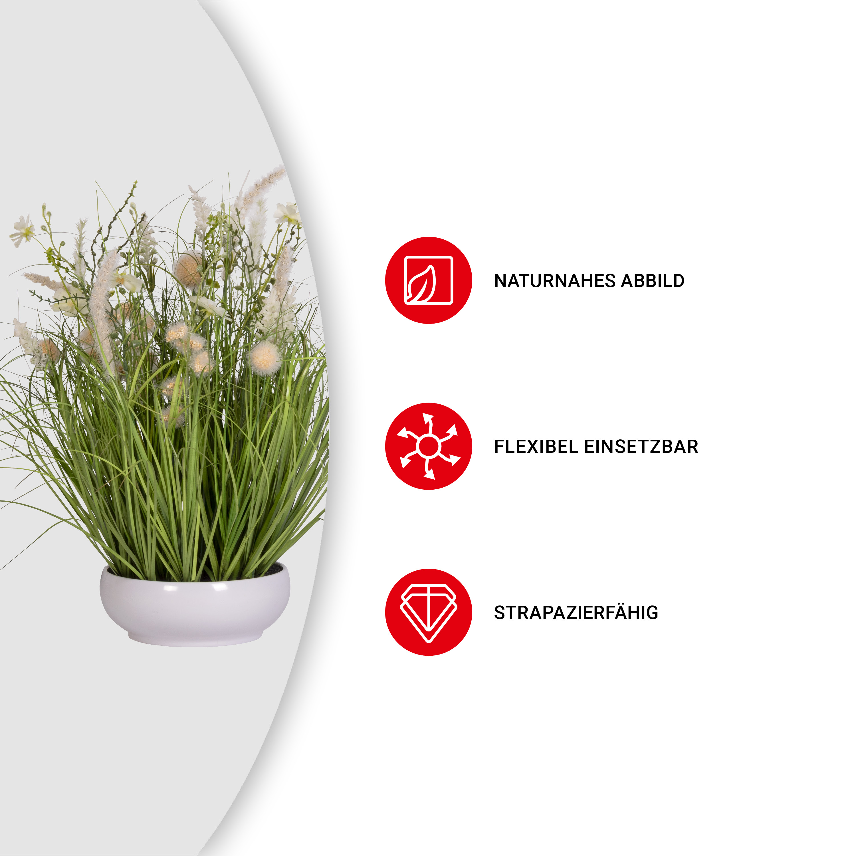 Wiesenblumen - Übertopf weiss - 50cm - 2 Stück