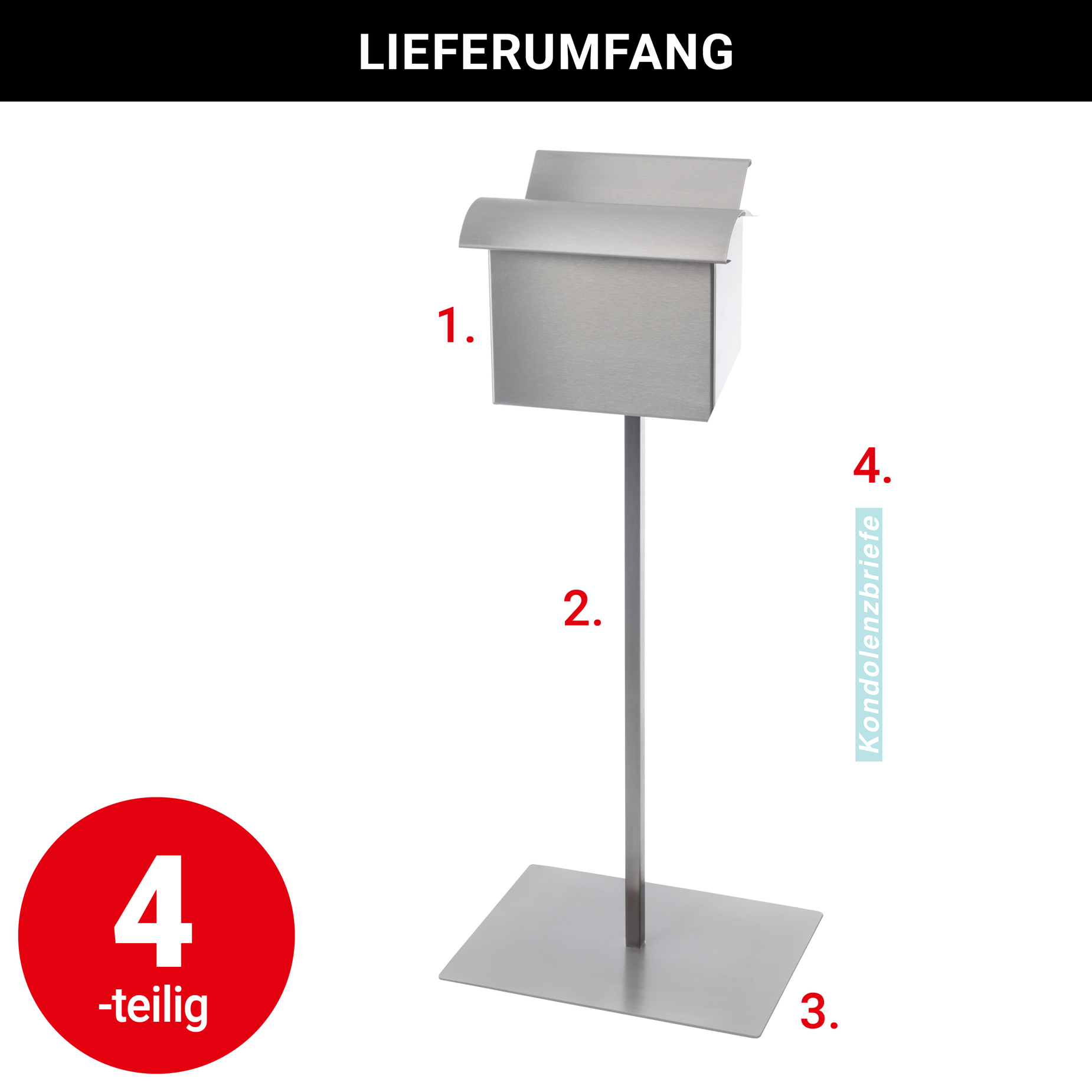 Briefkasten für Trauerkarten - Fuß Eckig