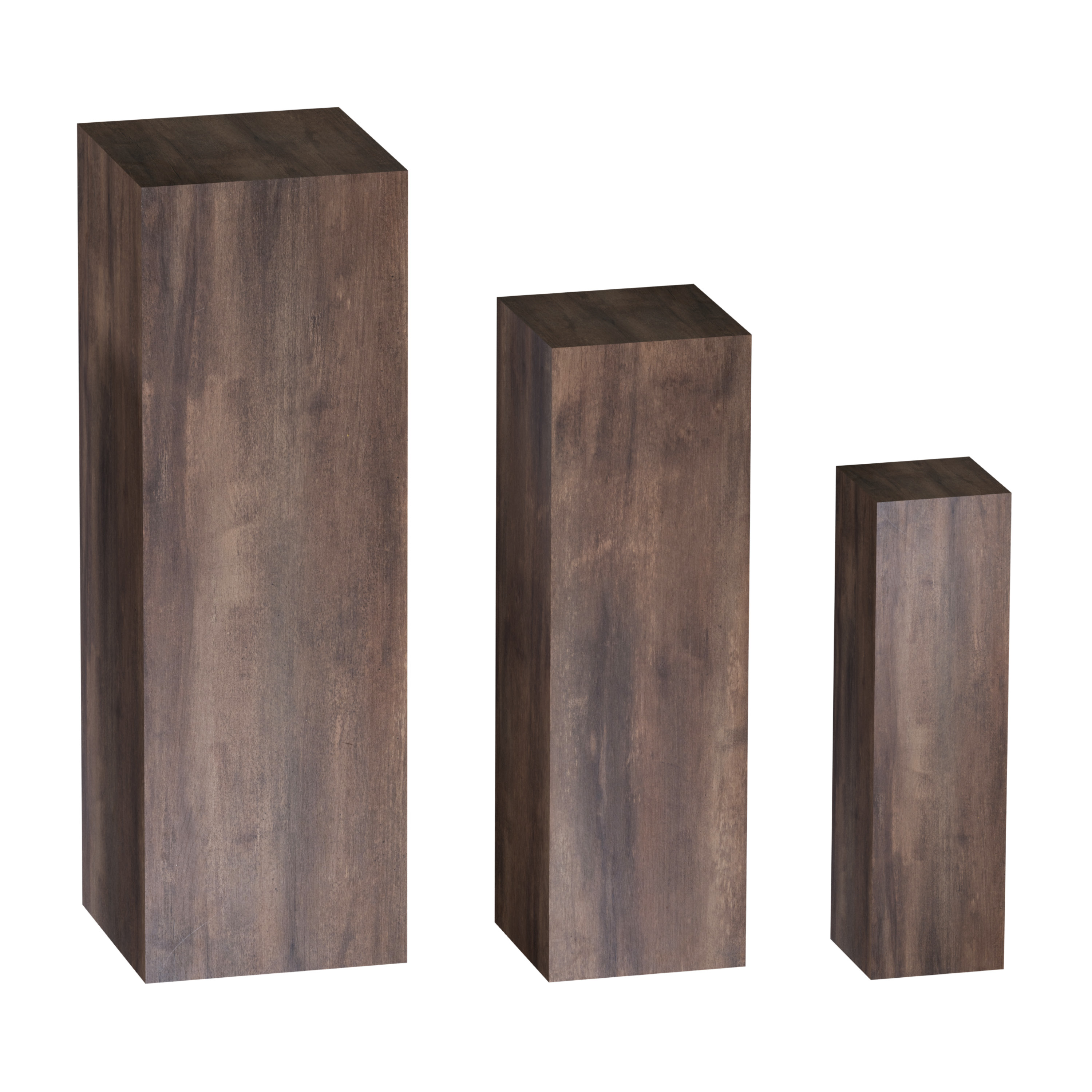 Dekosäule "Rom" Nussbaum - dunkelbraun - 3er Set