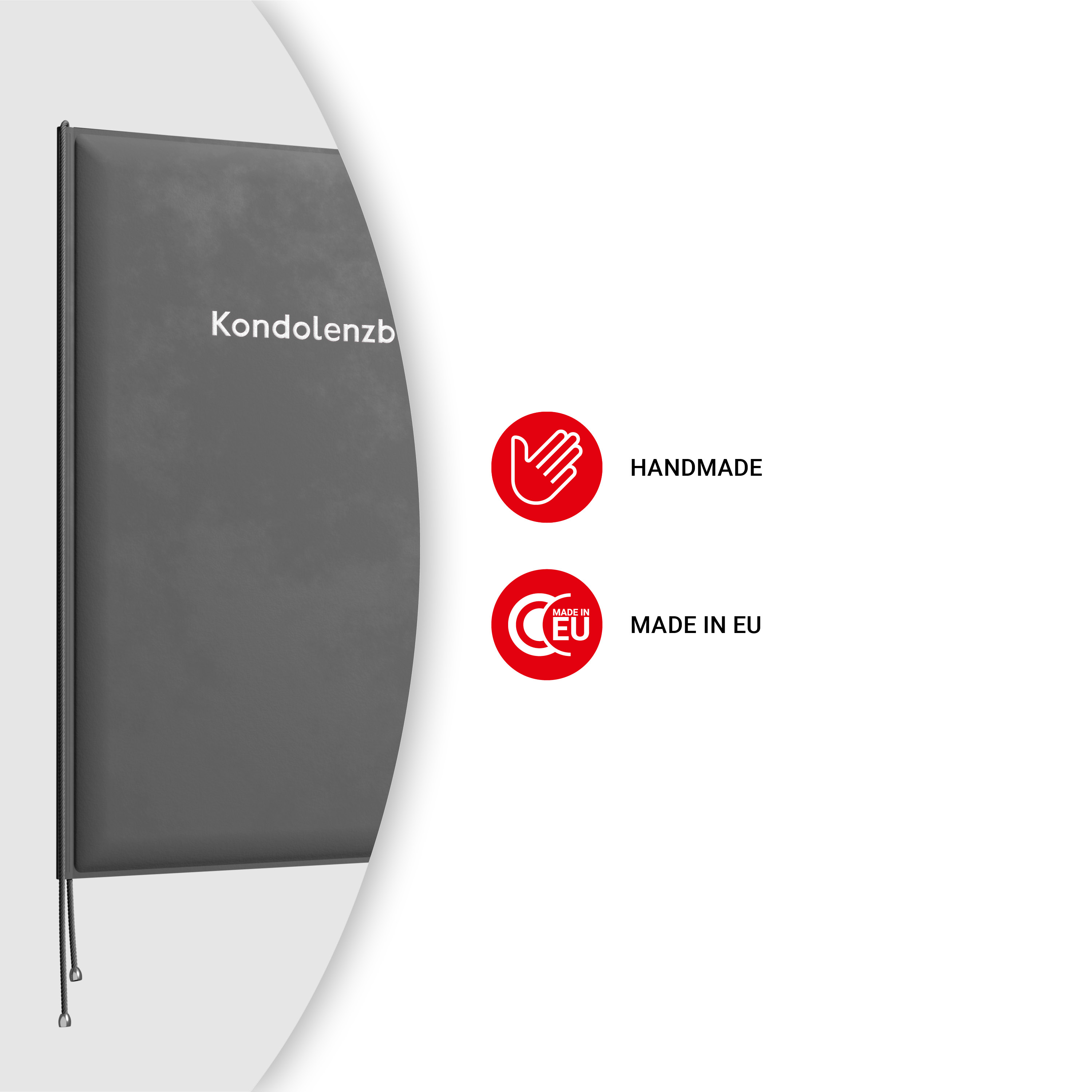 Kondolenzmappe aus Velours Grau - Druck Silber - 10 Stück