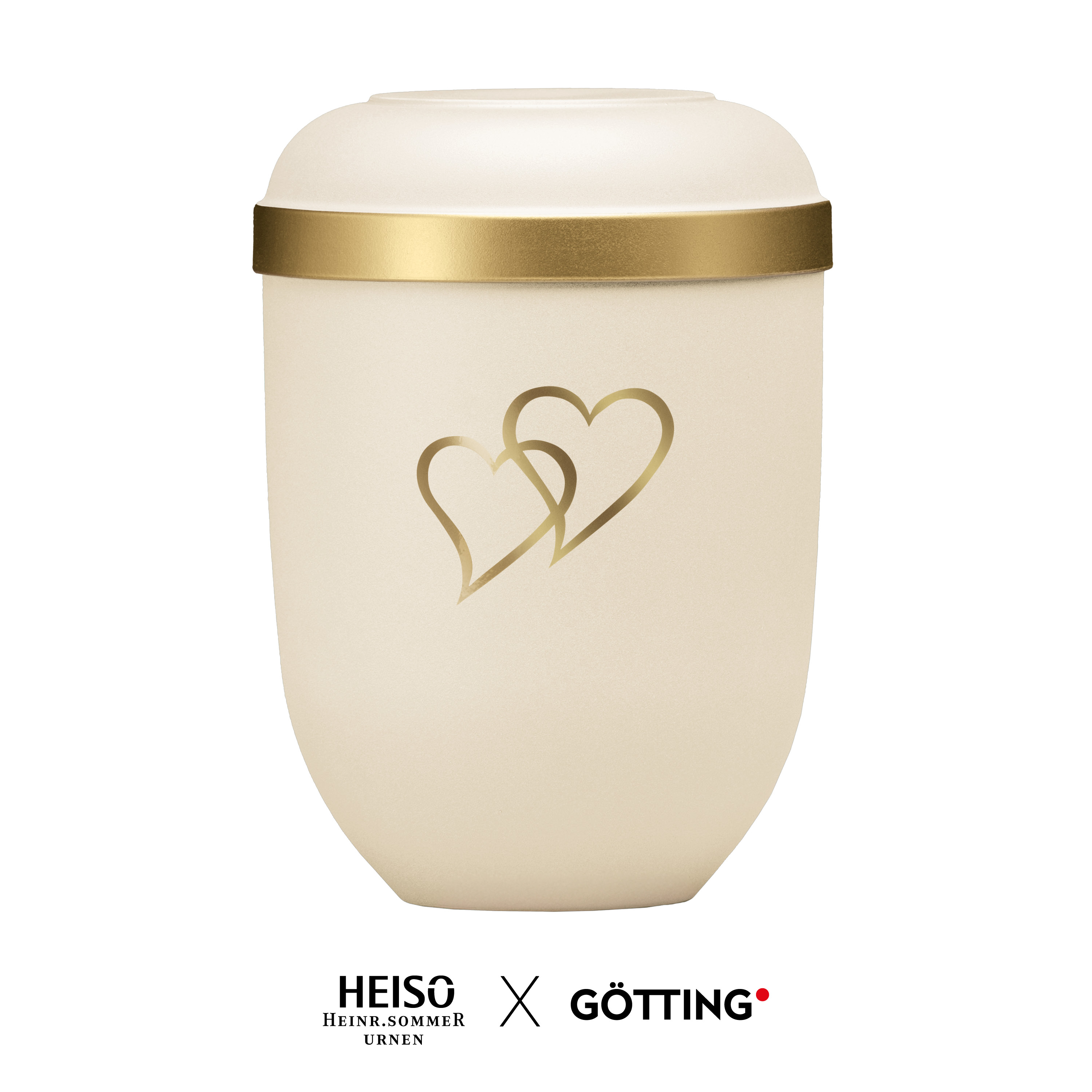 Heiso Naturstoffurne "Classic Combi Couleurs" - Goldrand - Herzen