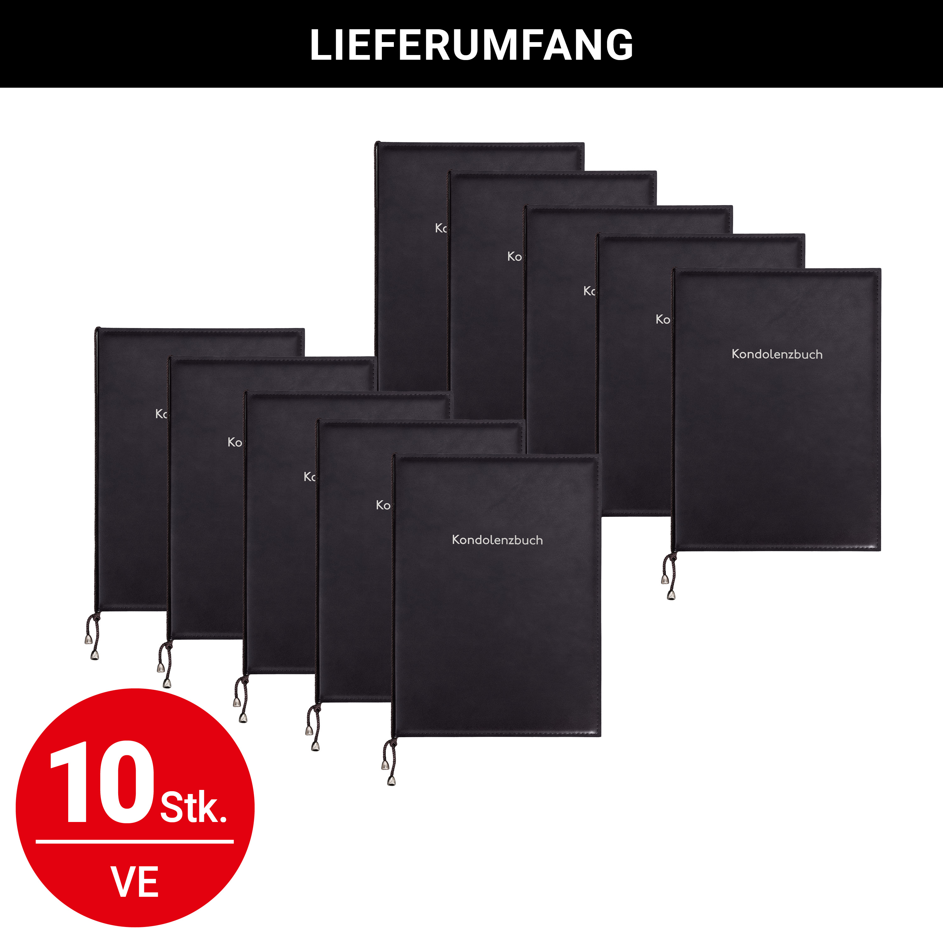 Kondolenzmappe Kunstleder - Schwarz mit Silberdruck - VE: 10 Stück