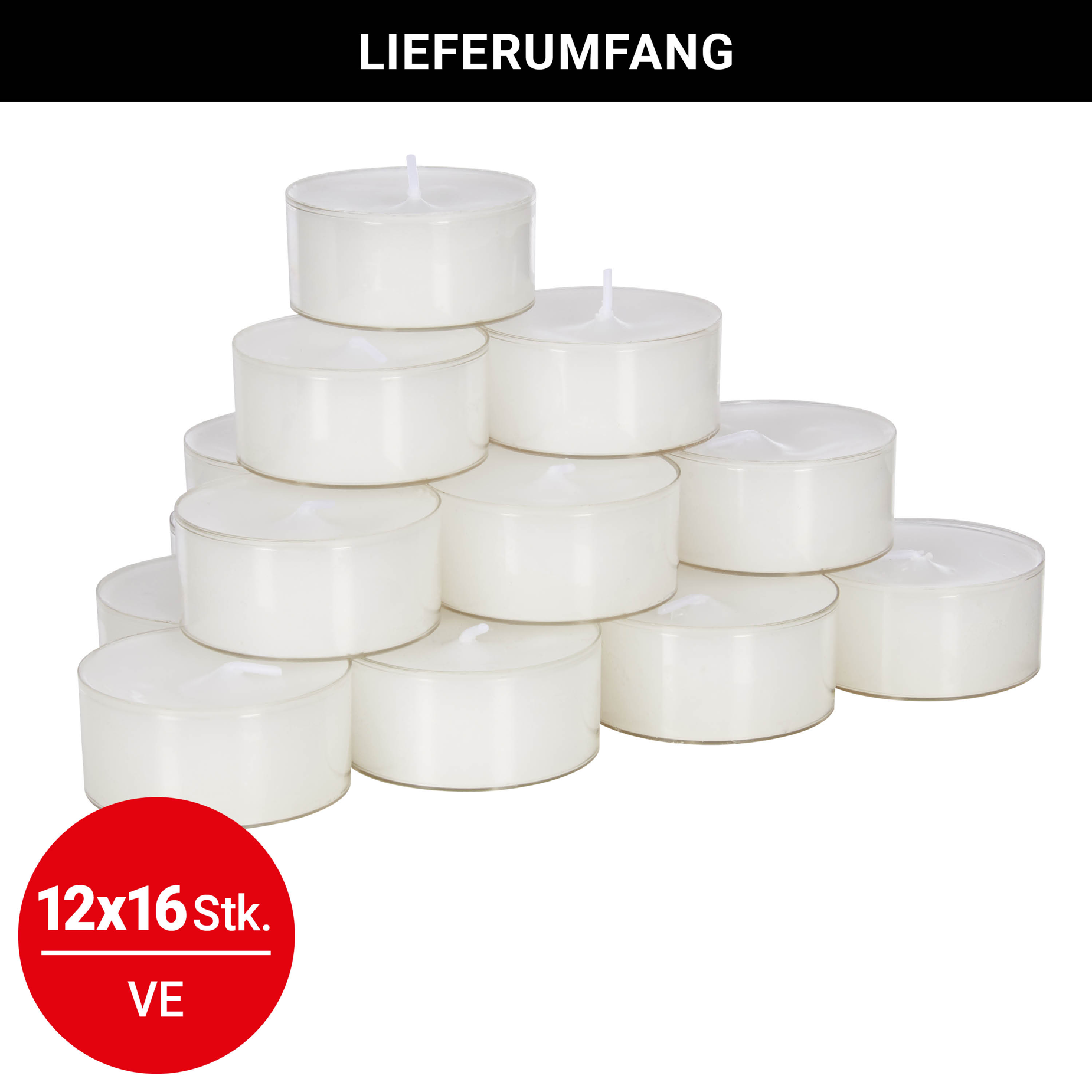 Teelichter Maxi - Ø 5.6cm - 12x16 Stück (192) | Set: 12 x 16 Stück