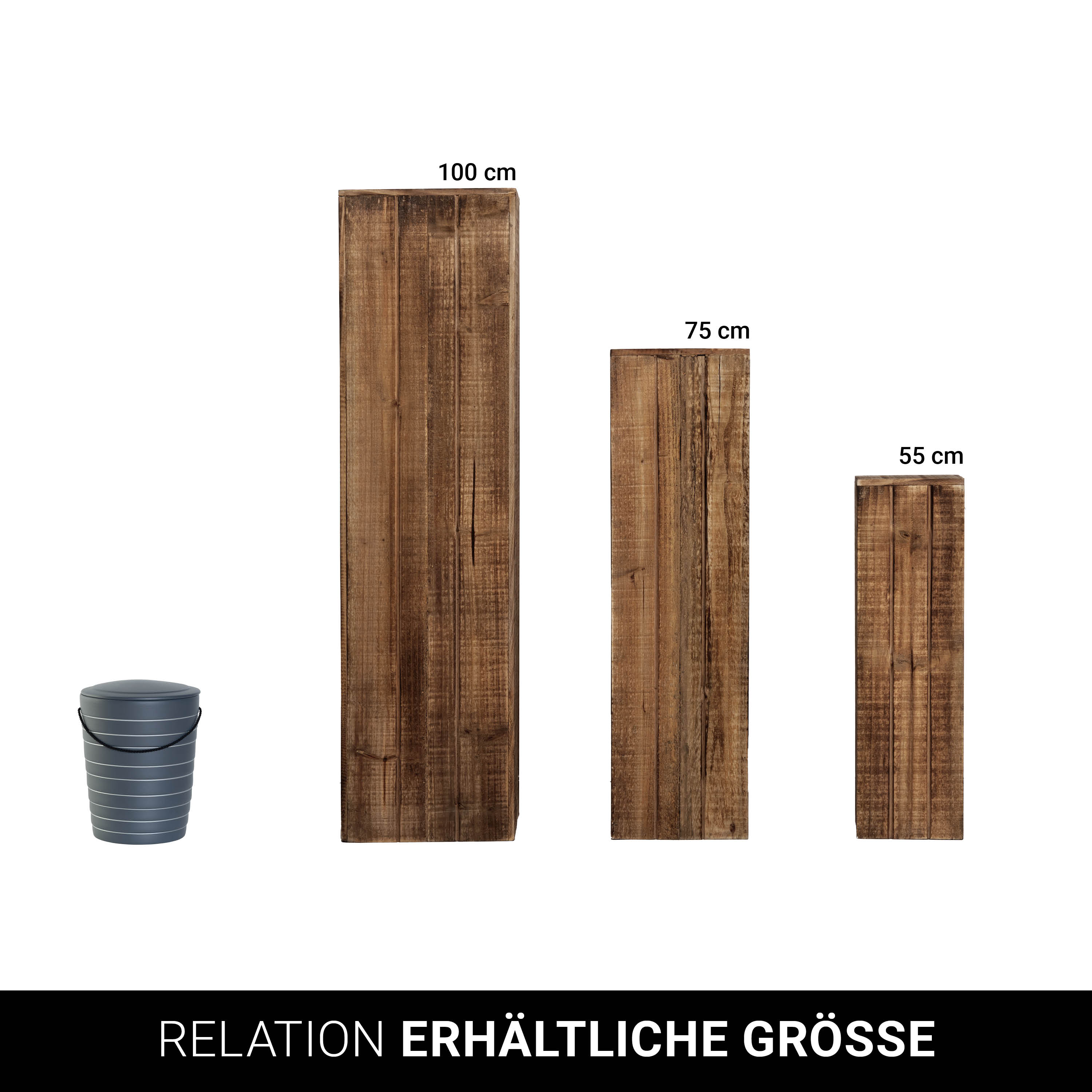 Dekosäule „Shabby Nature Holz"- dunkelbraun - 3er Set