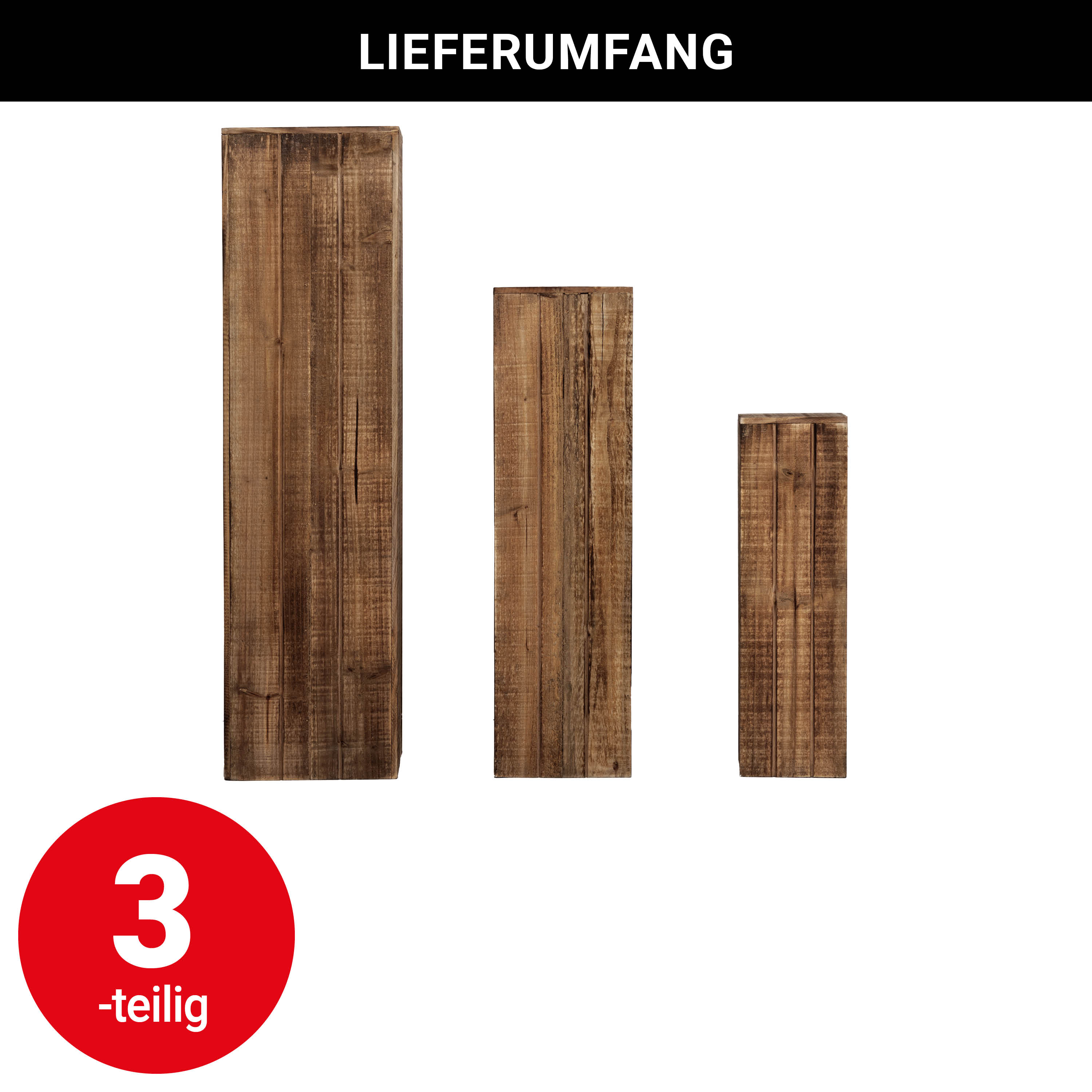 Dekosäule „Shabby Nature Holz"- dunkelbraun - 3er Set