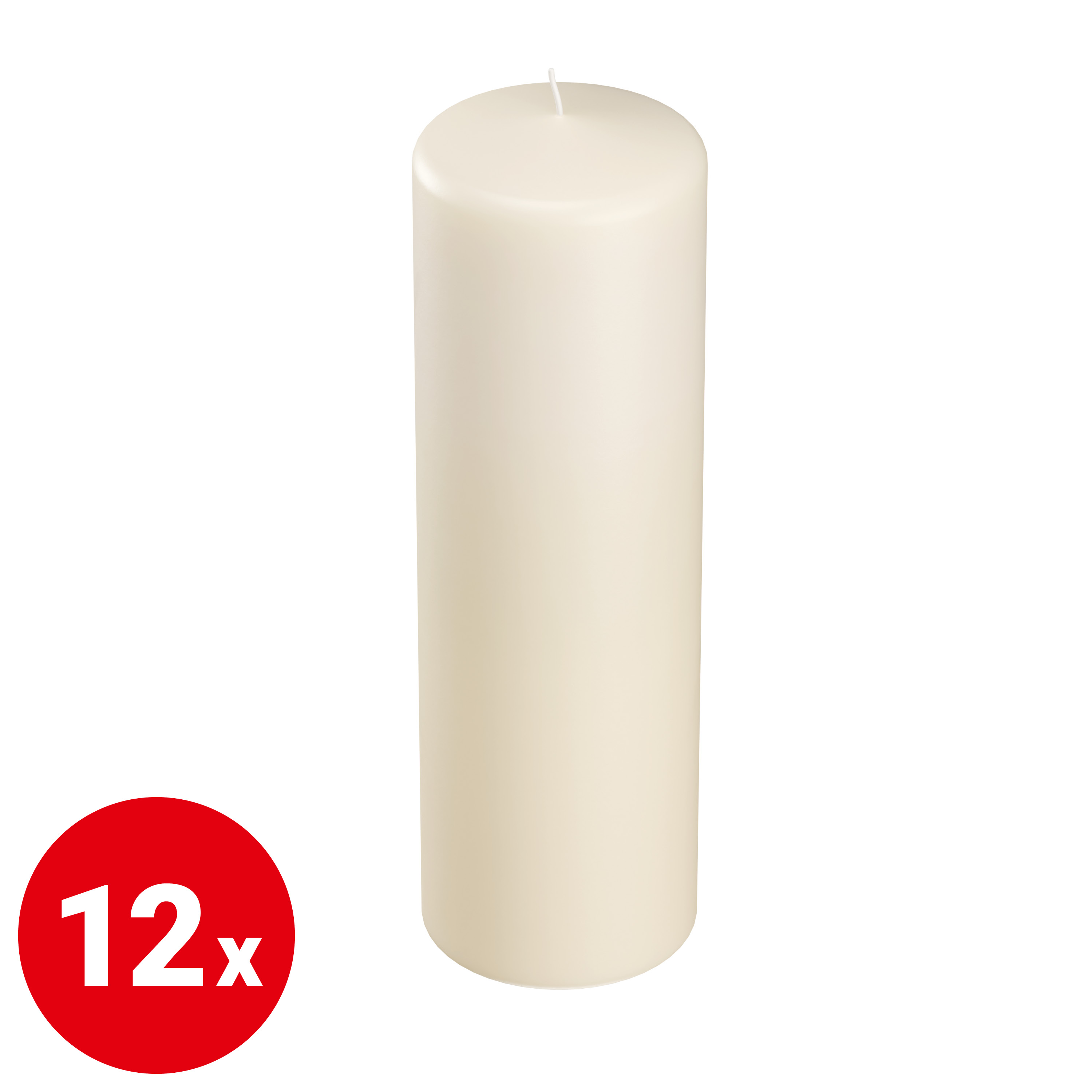 Stumpenkerze - creme - ø8cm H 25cm - 12 Stück