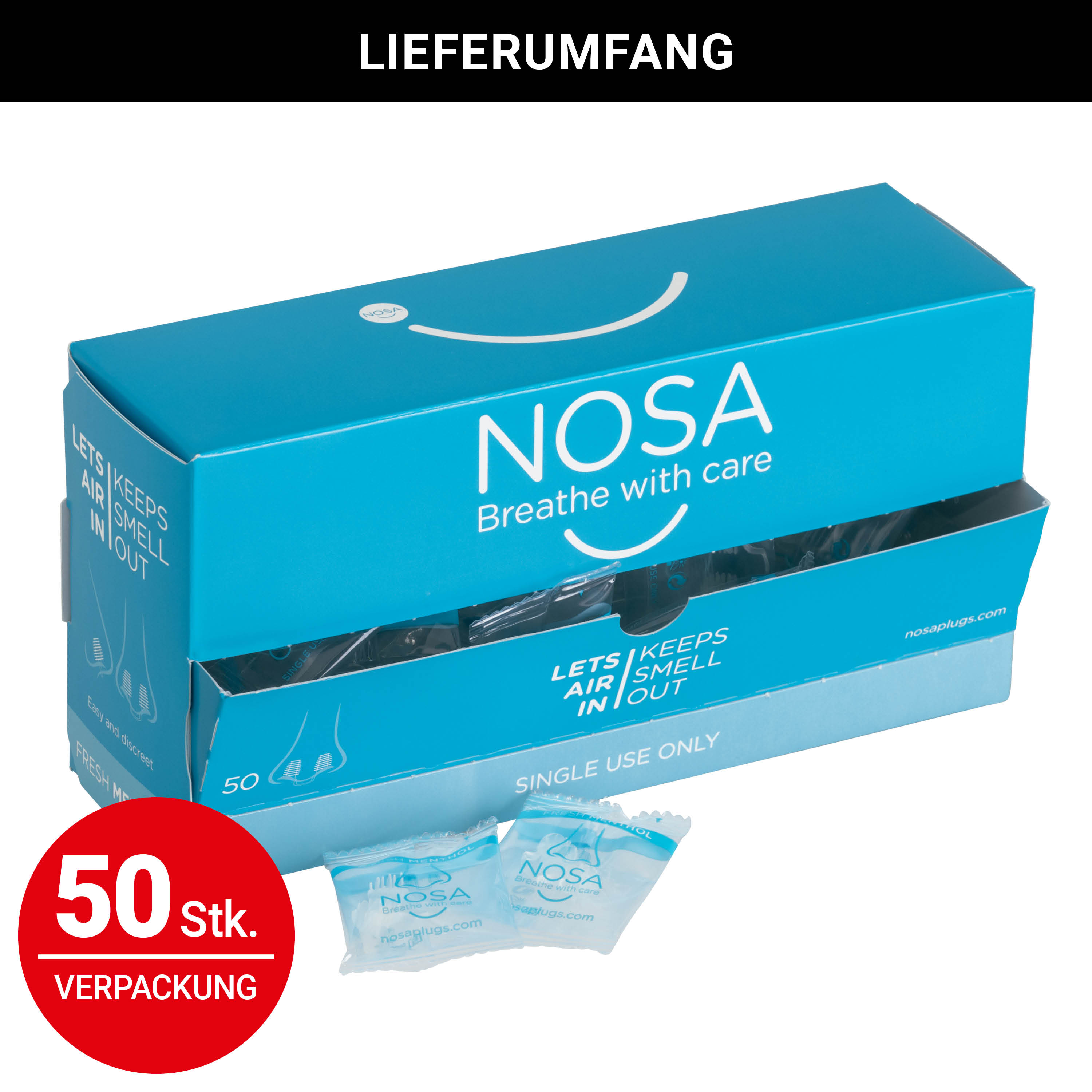 Nosa Plugs Nasenstöpsel Menthol - 50 Stück