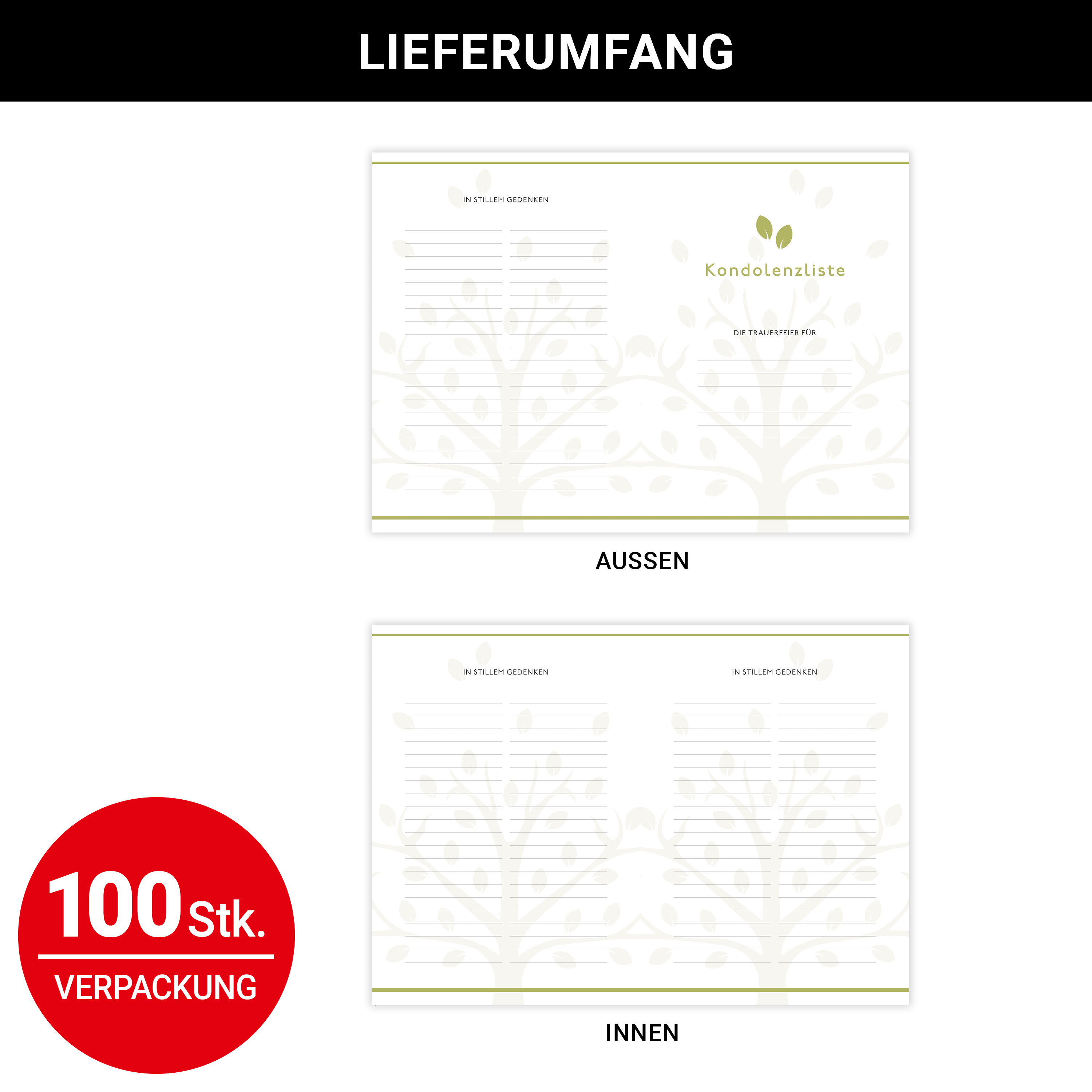 Kondolenzliste "GÖTTING LINEA" - Baum - DIN A3 - Startblatt mit Namensfeld - VE: 100 Stück