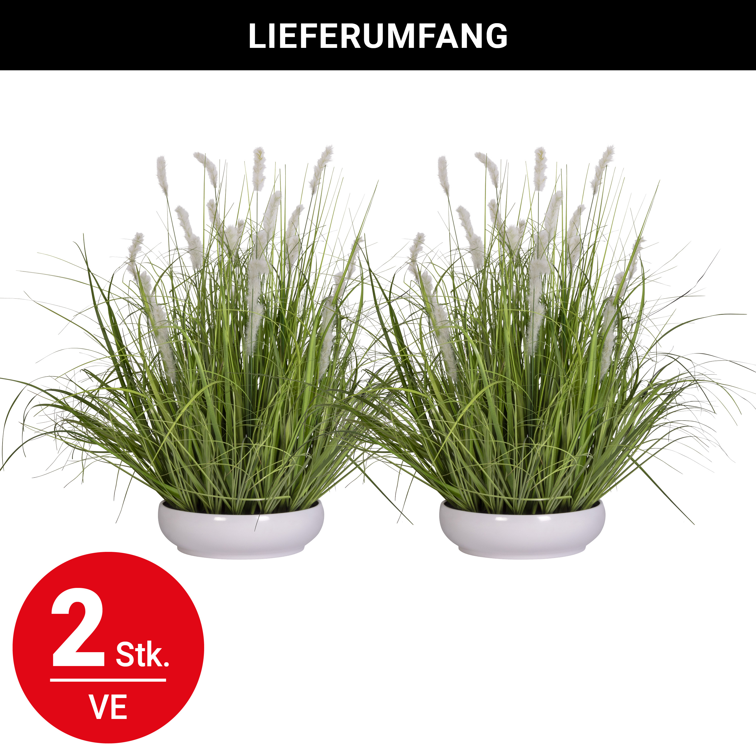 Wiese blühend - Übertopf  weiss - 62cm - 2 Stück