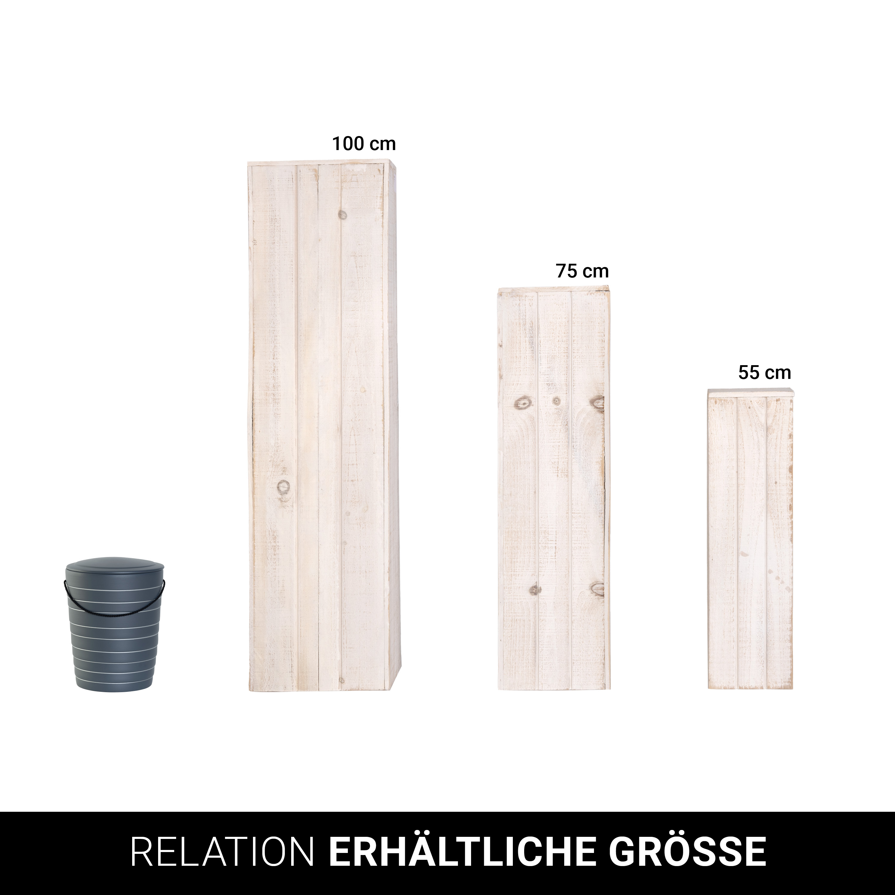 Dekosäule „Shabby Nature Holz"- weiss - 3er Set
