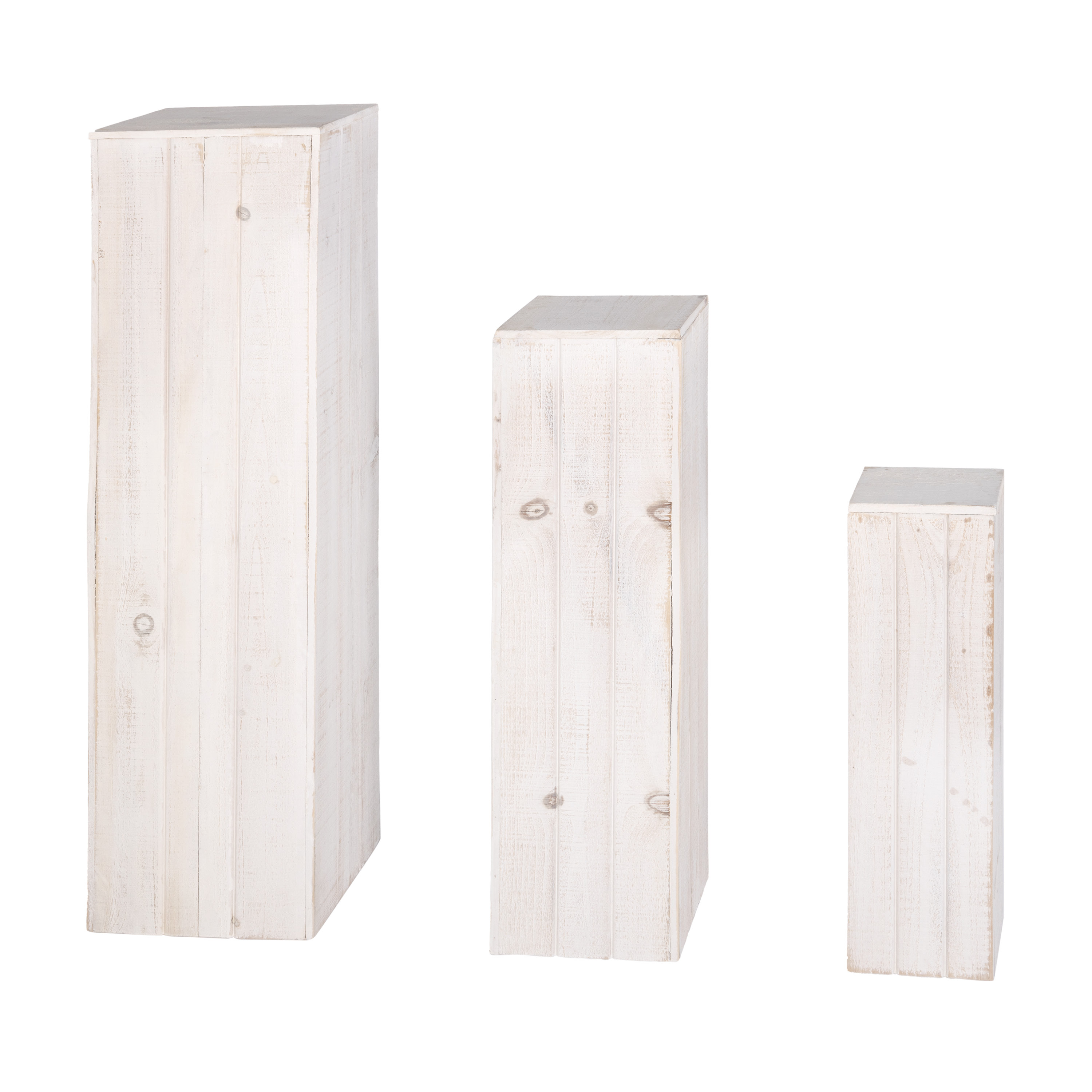 Dekosäule „Shabby Nature Holz"- weiss - 3er Set