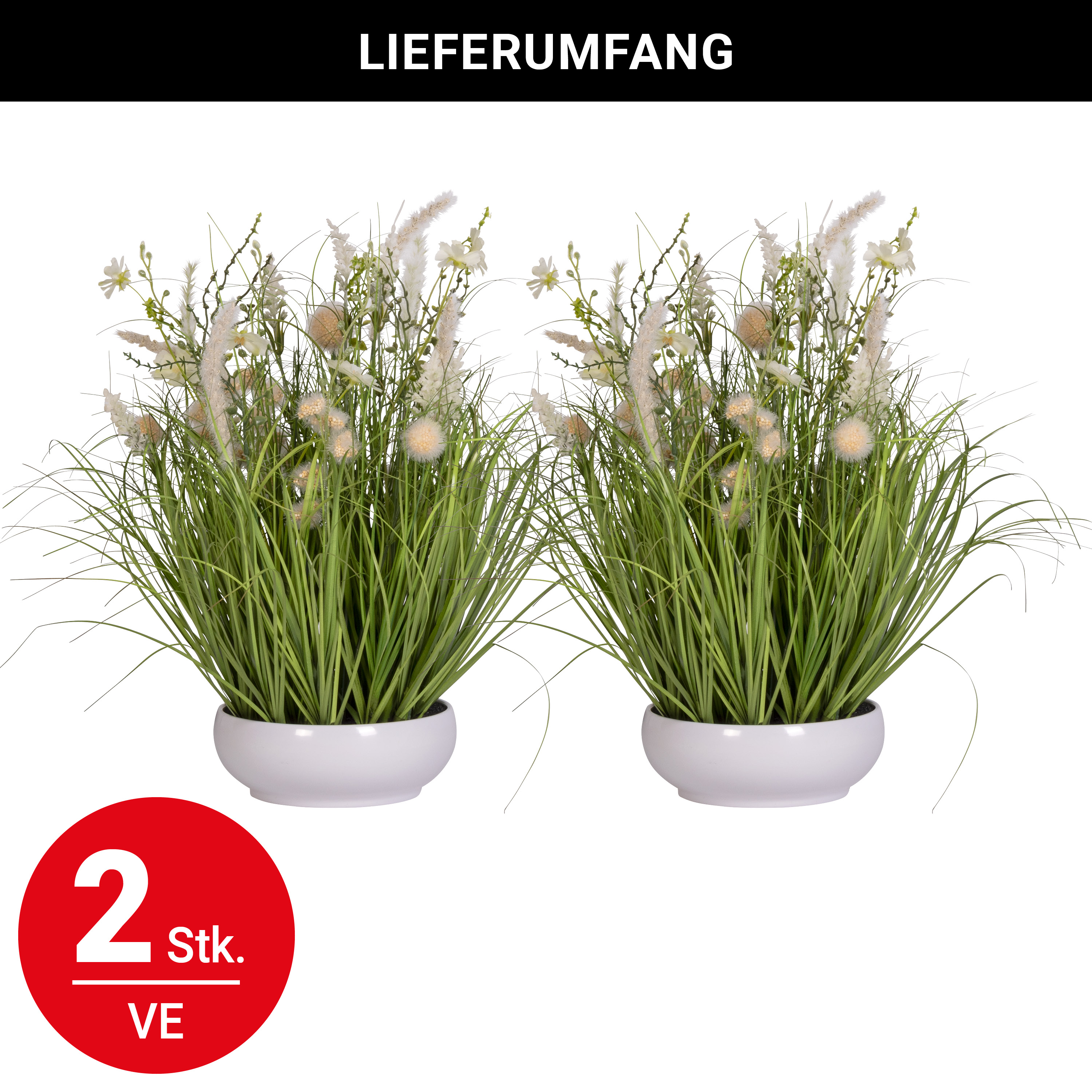 Wiesenblumen - Übertopf weiss - 50cm - 2 Stück