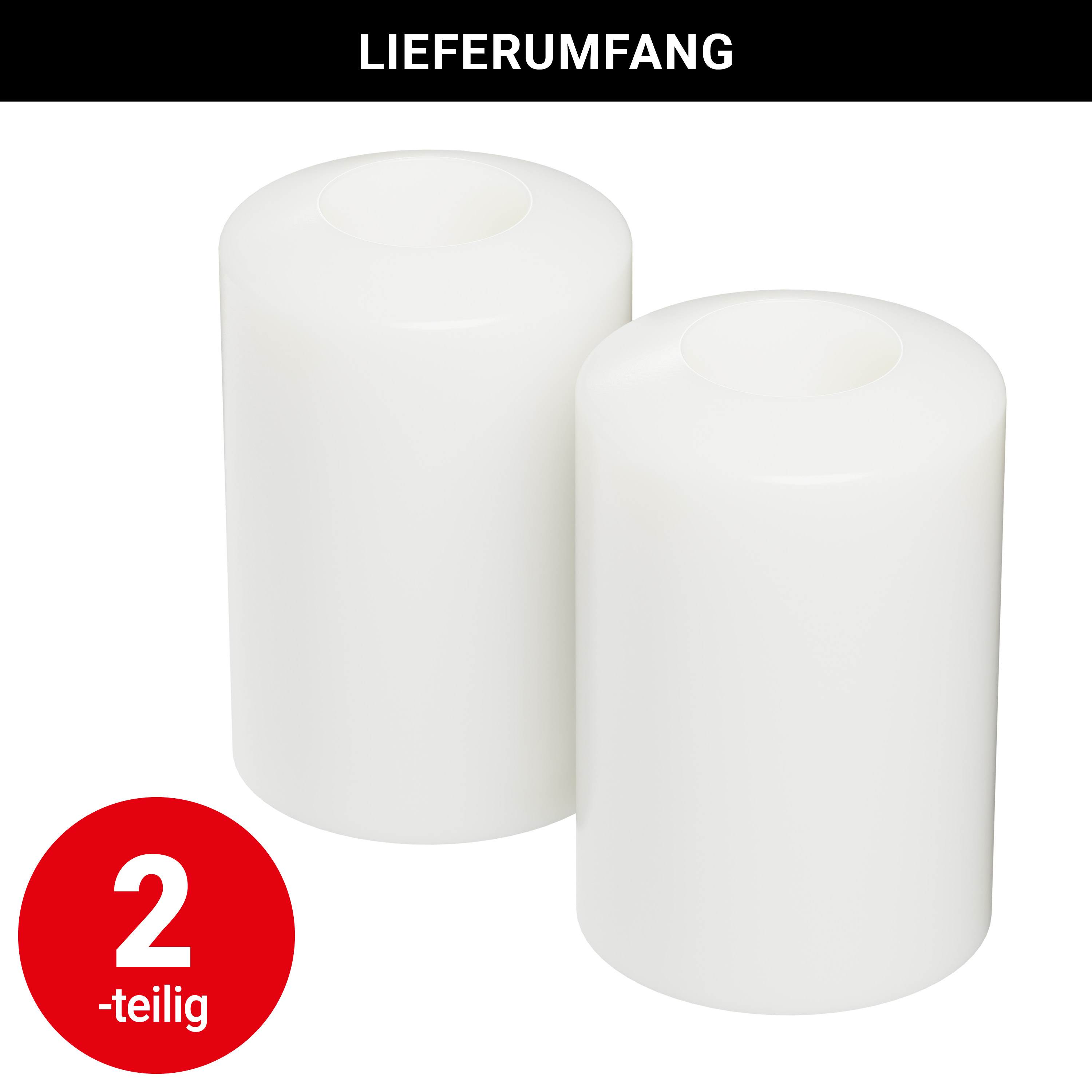 Kerze Tempus - weiß - Ø8cm H 12cm - 2 Stück