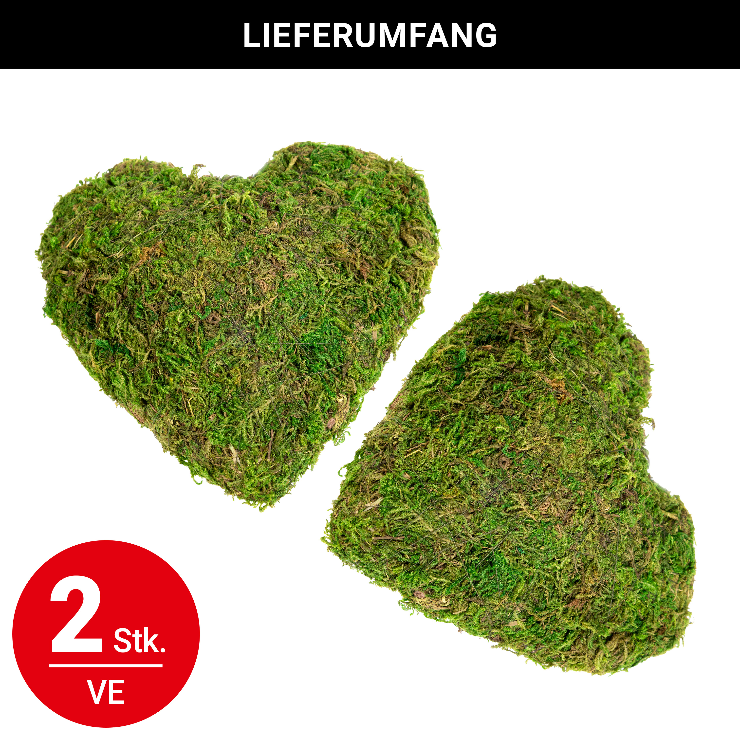 Herz aus Moos - 30 x 30 x 6cm - 2 Stück