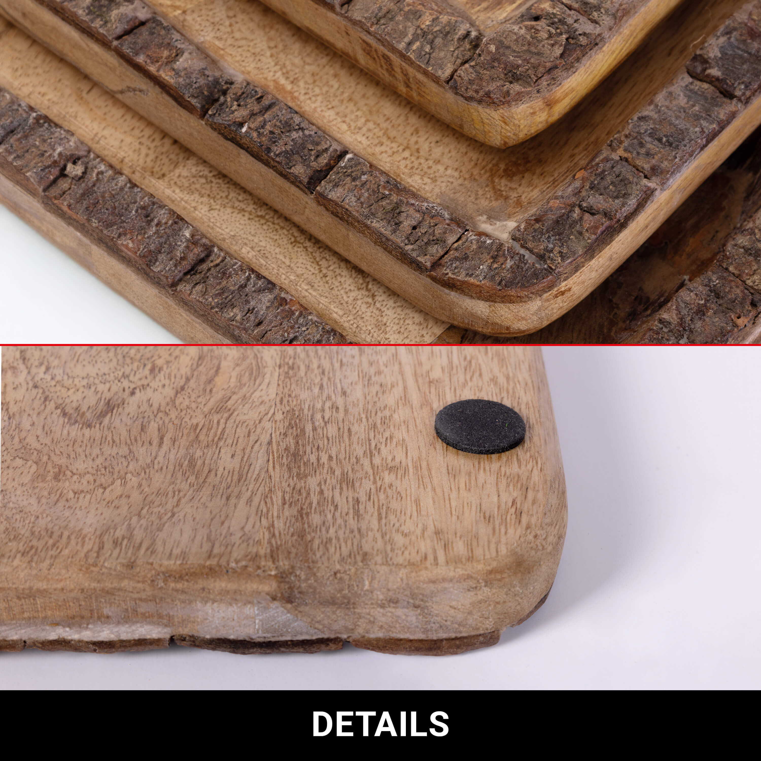 Dekoteller "Wooden" - Set: 3-teilig