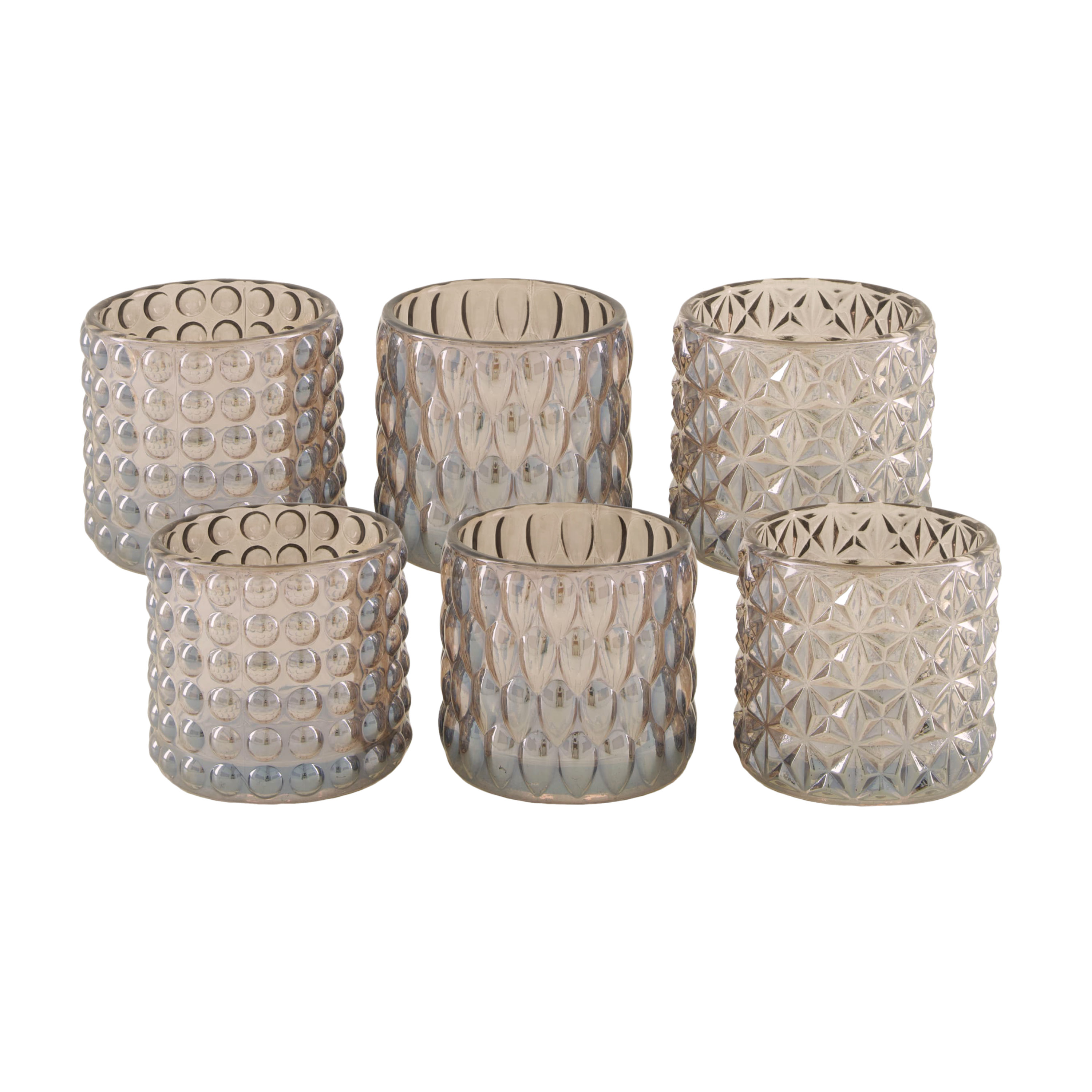 Windlichtglas - Struktur - Set: 6-teilig