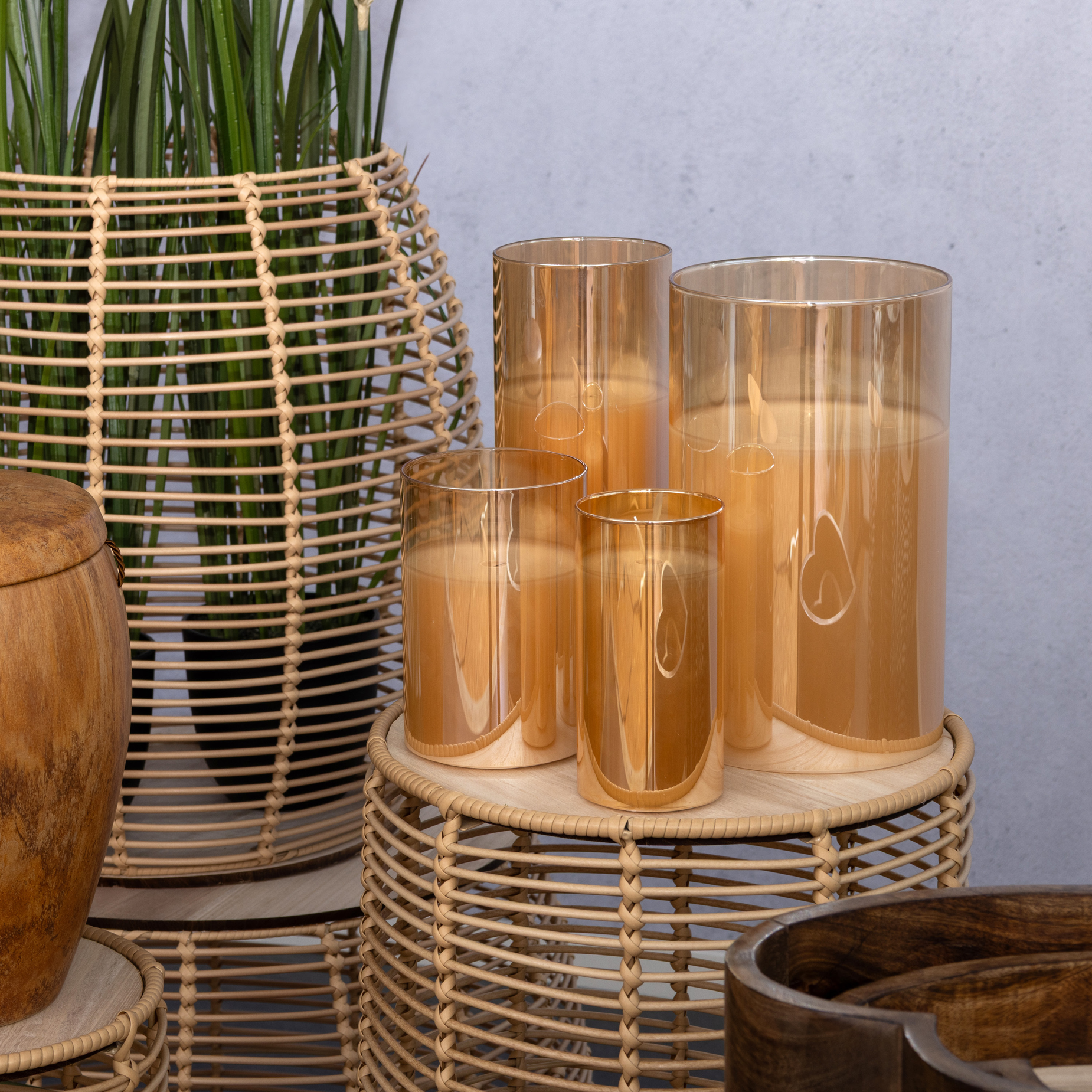 LED-Kerze im Glas - creme - ø7.5 cm H 17.5cm | creme | 7,5 cm | 17,5 cm