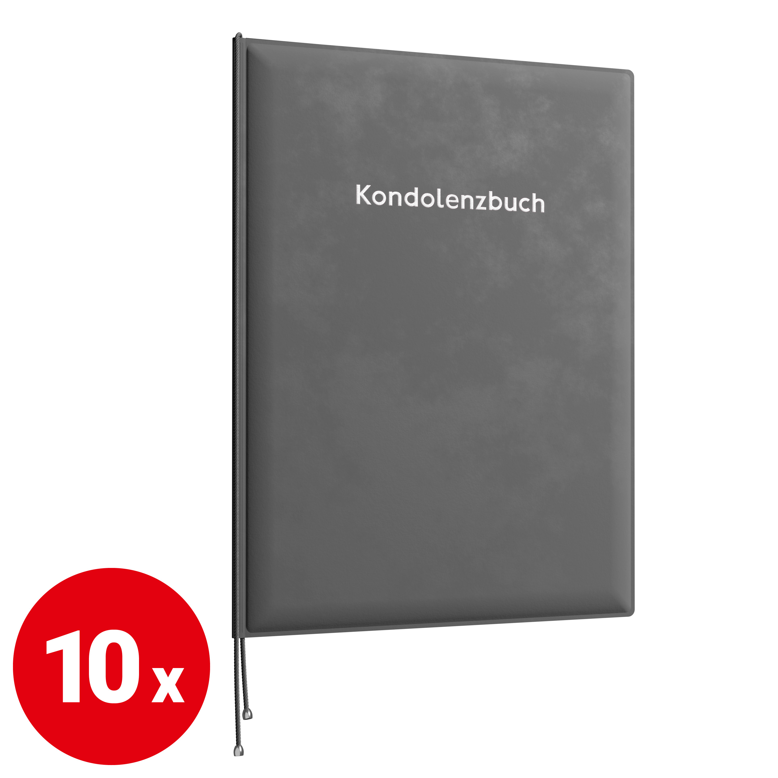 Kondolenzmappe aus Velours Grau - Druck Silber - 10 Stück