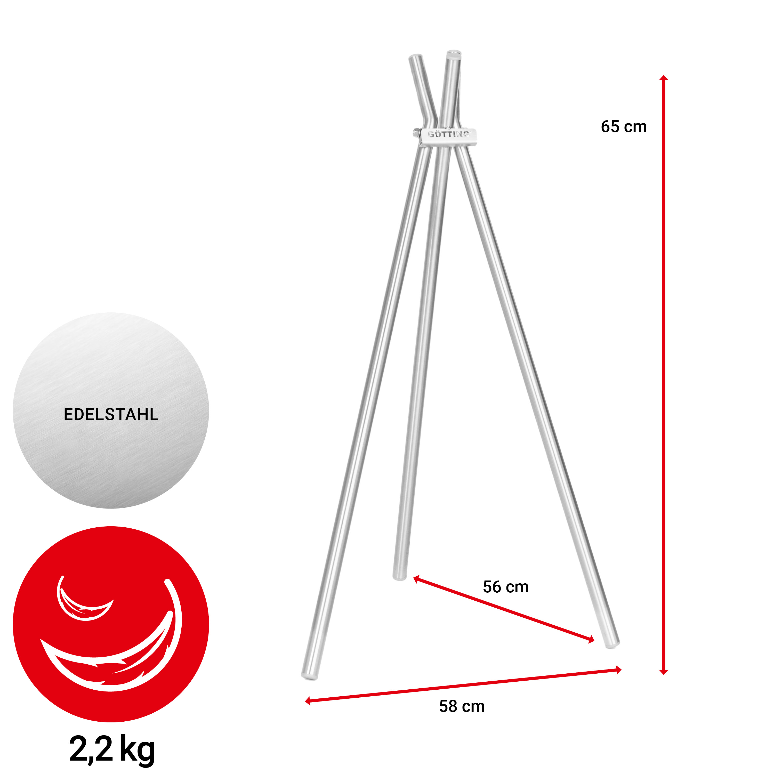 Kranzständer aus Edelstahl - 65cm