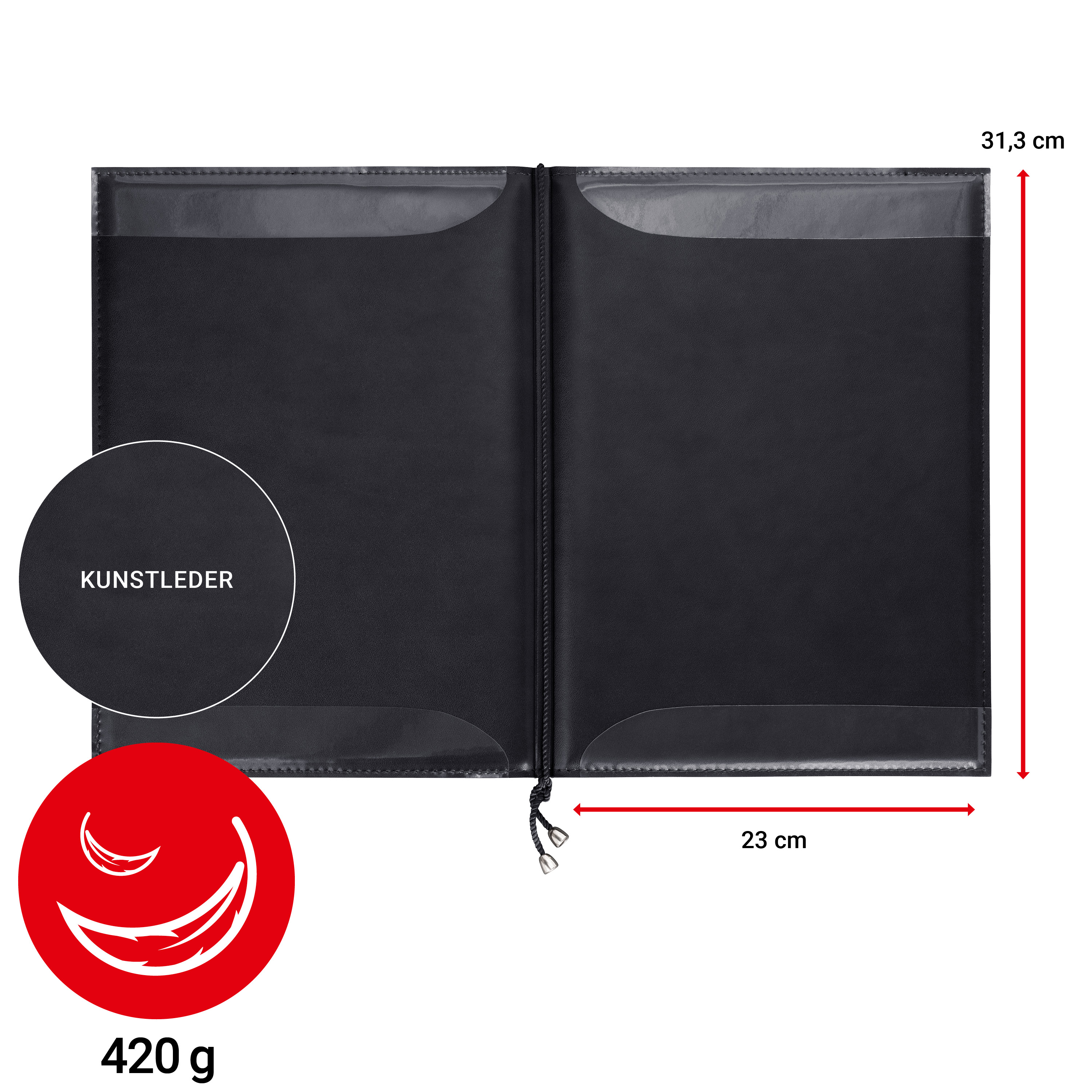 Kondolenzmappe Kunstleder - Schwarz mit Silberdruck - VE: 10 Stück