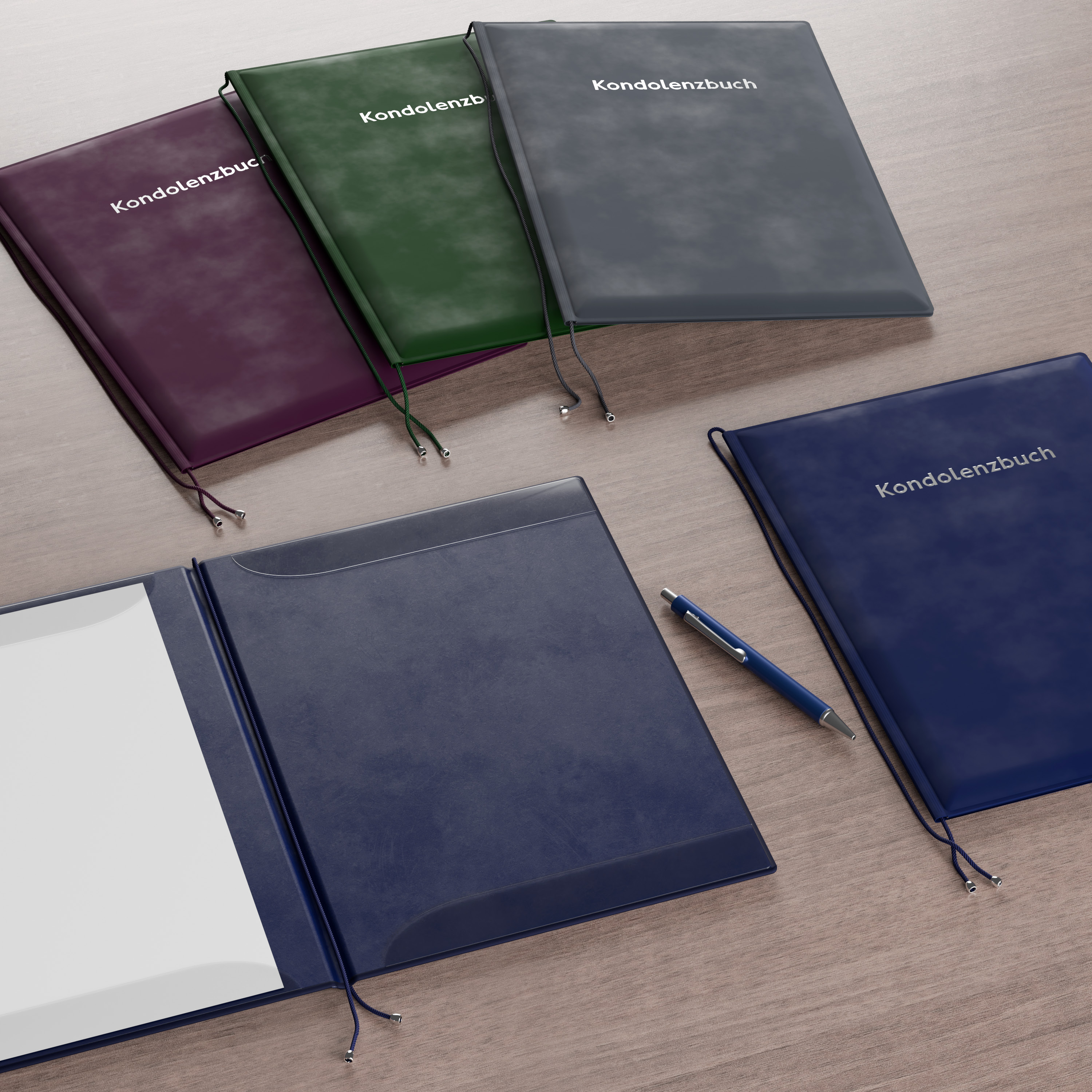 Kondolenzmappe aus Velours Grau - Druck Silber - 10 Stück