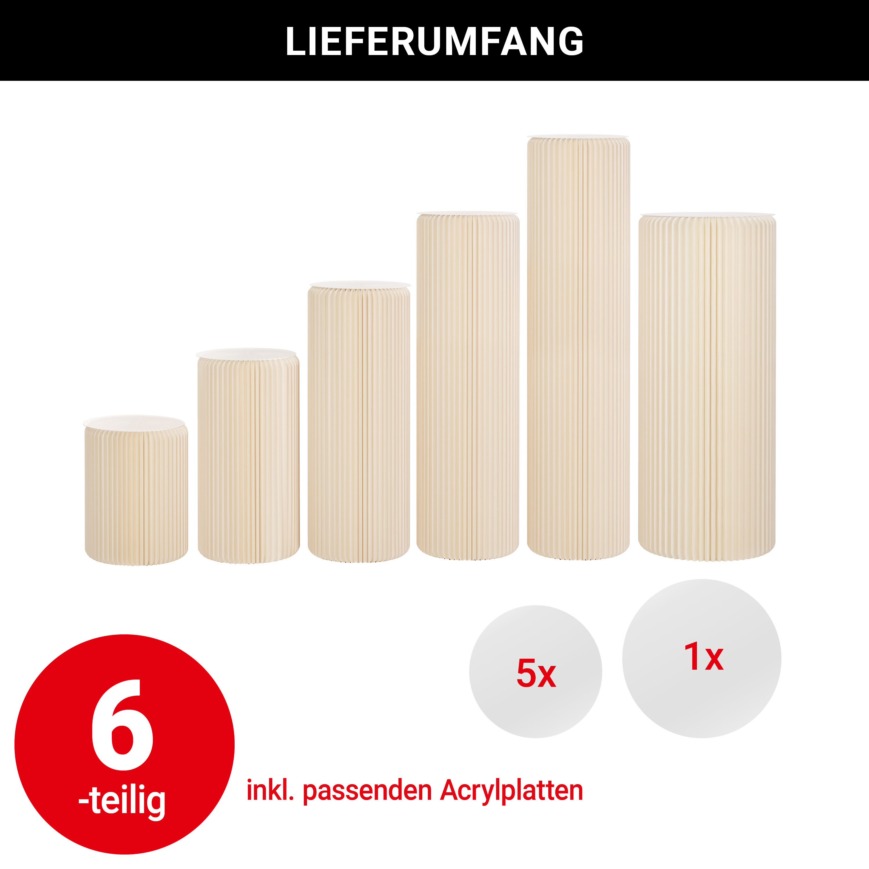 Papierdekosäule "Tokio"- beige - 6er Set