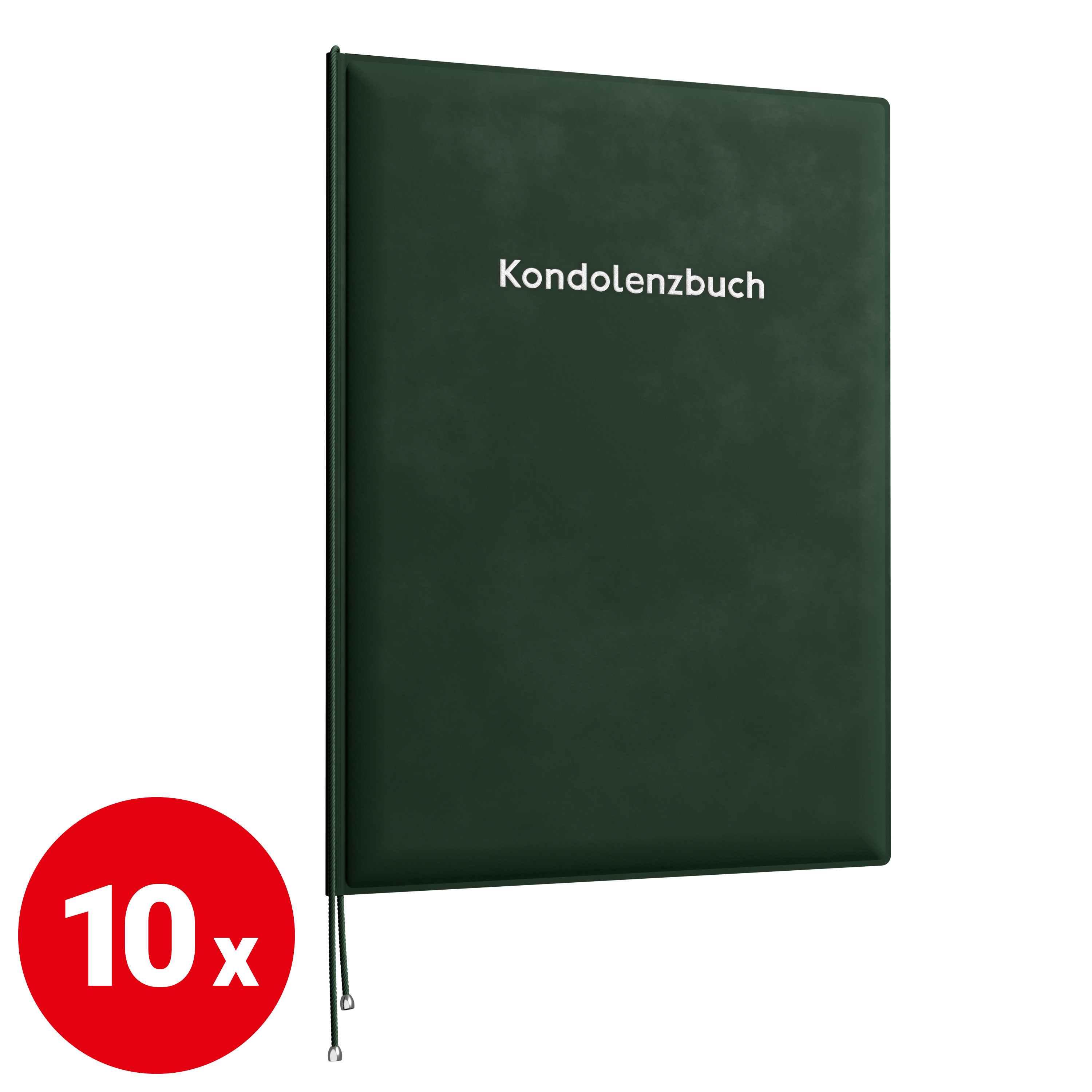 Kondolenzmappe aus Velours Grün - Druck Silber - 10 Stück