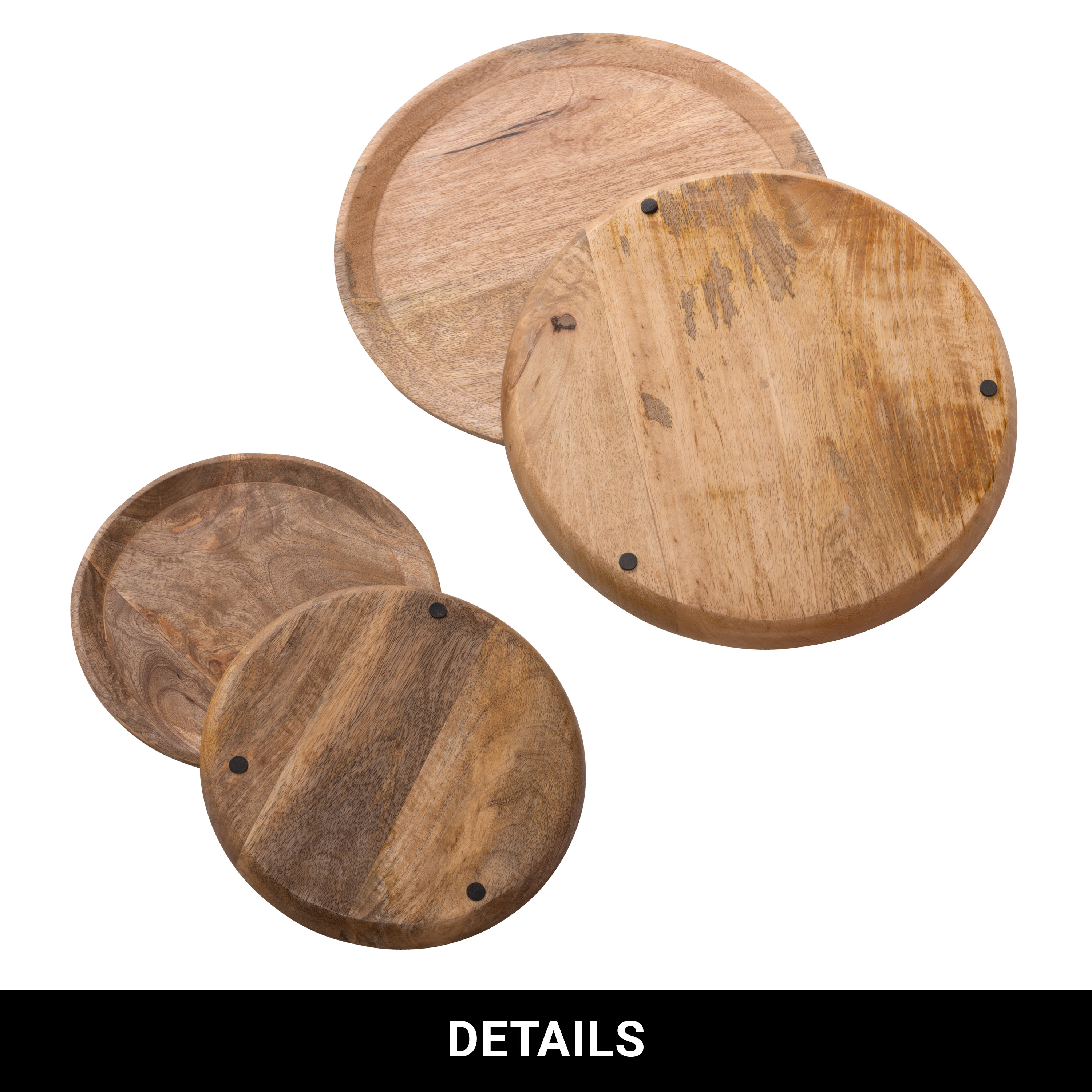 Dekoteller - Mangoholz - Set: 4-teilig