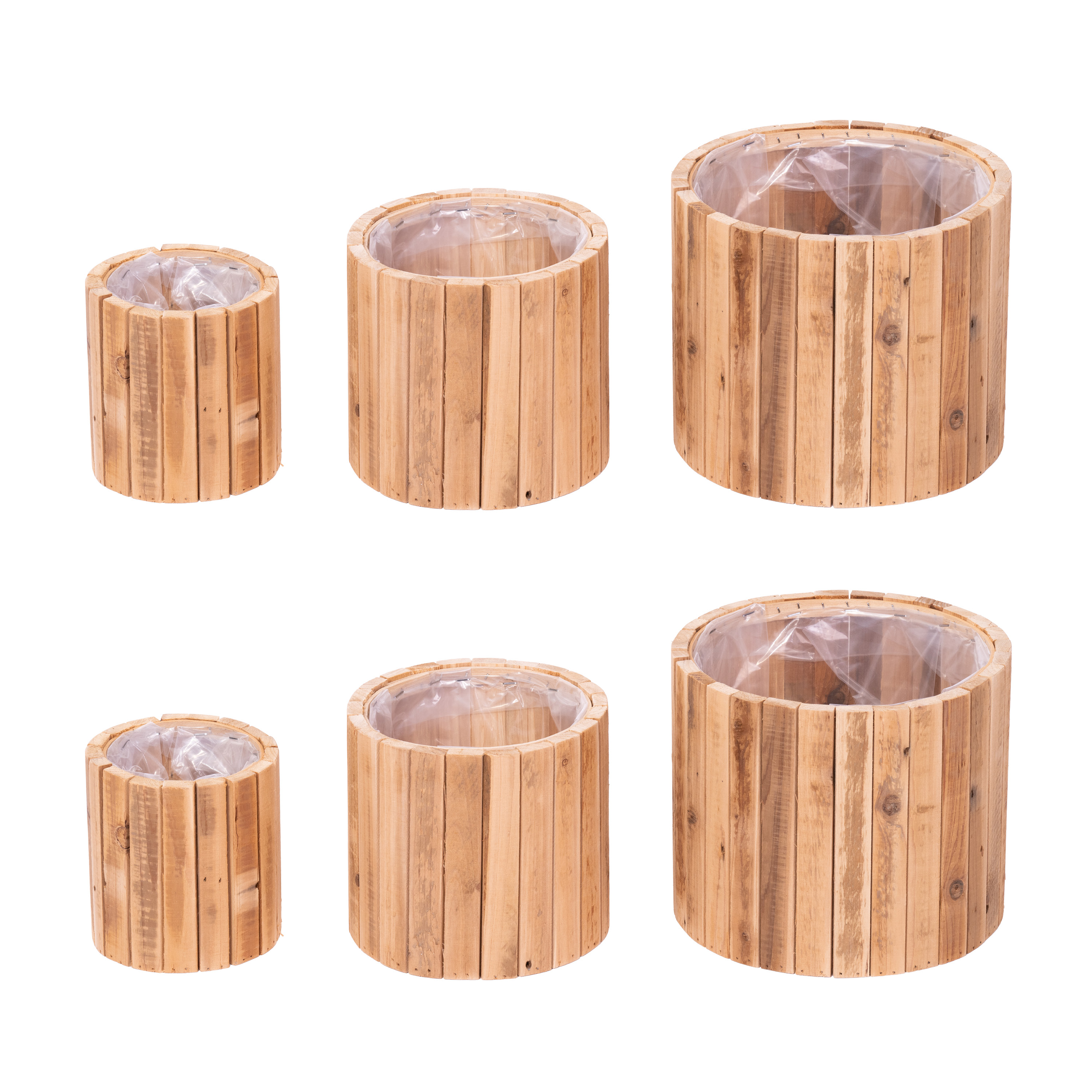 Übertopf - Holz - Set: 6-teilig