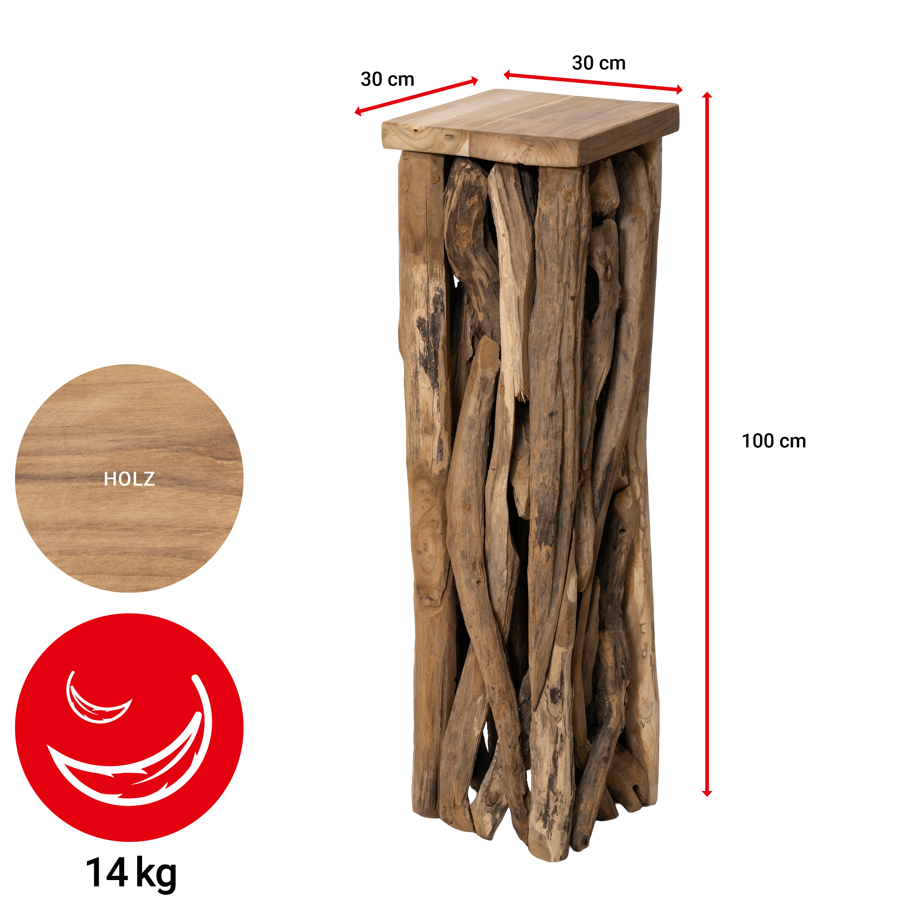 Dekosäule - Erosionsholz - 100 cm - VE: 1 Stück