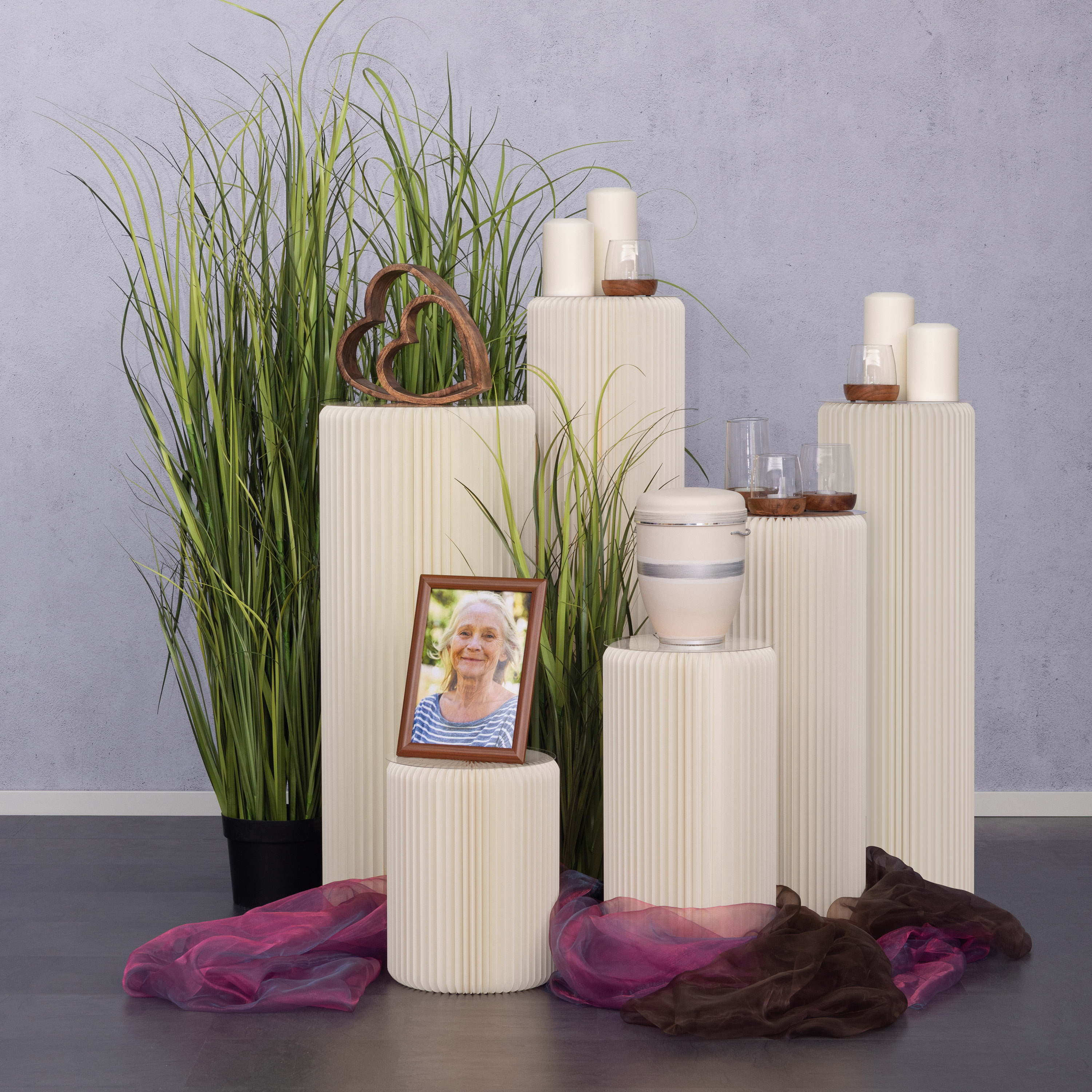 Papierdekosäule "Tokio"- beige - 6er Set