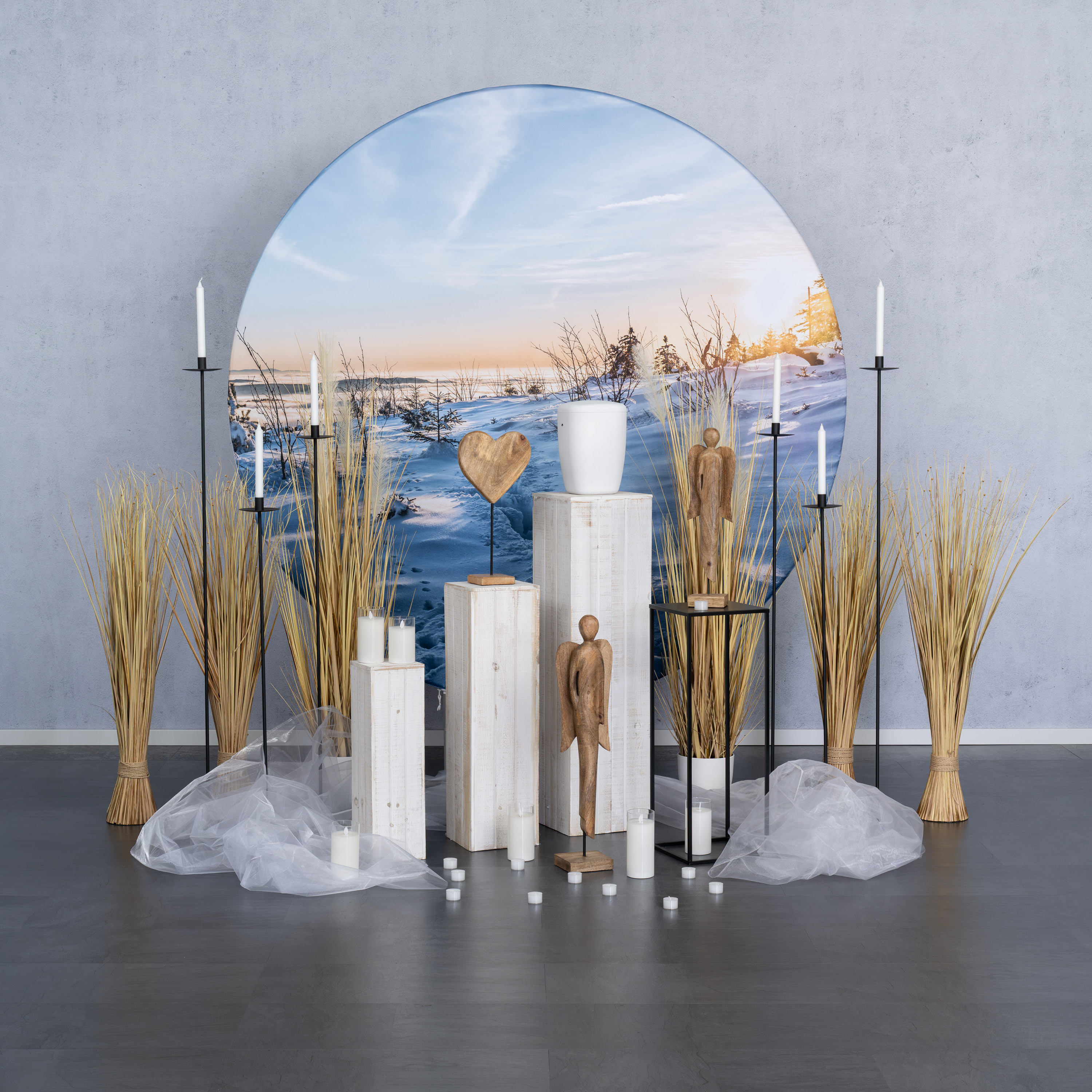 Dekosäule „Shabby Nature Holz"- weiss - 3er Set
