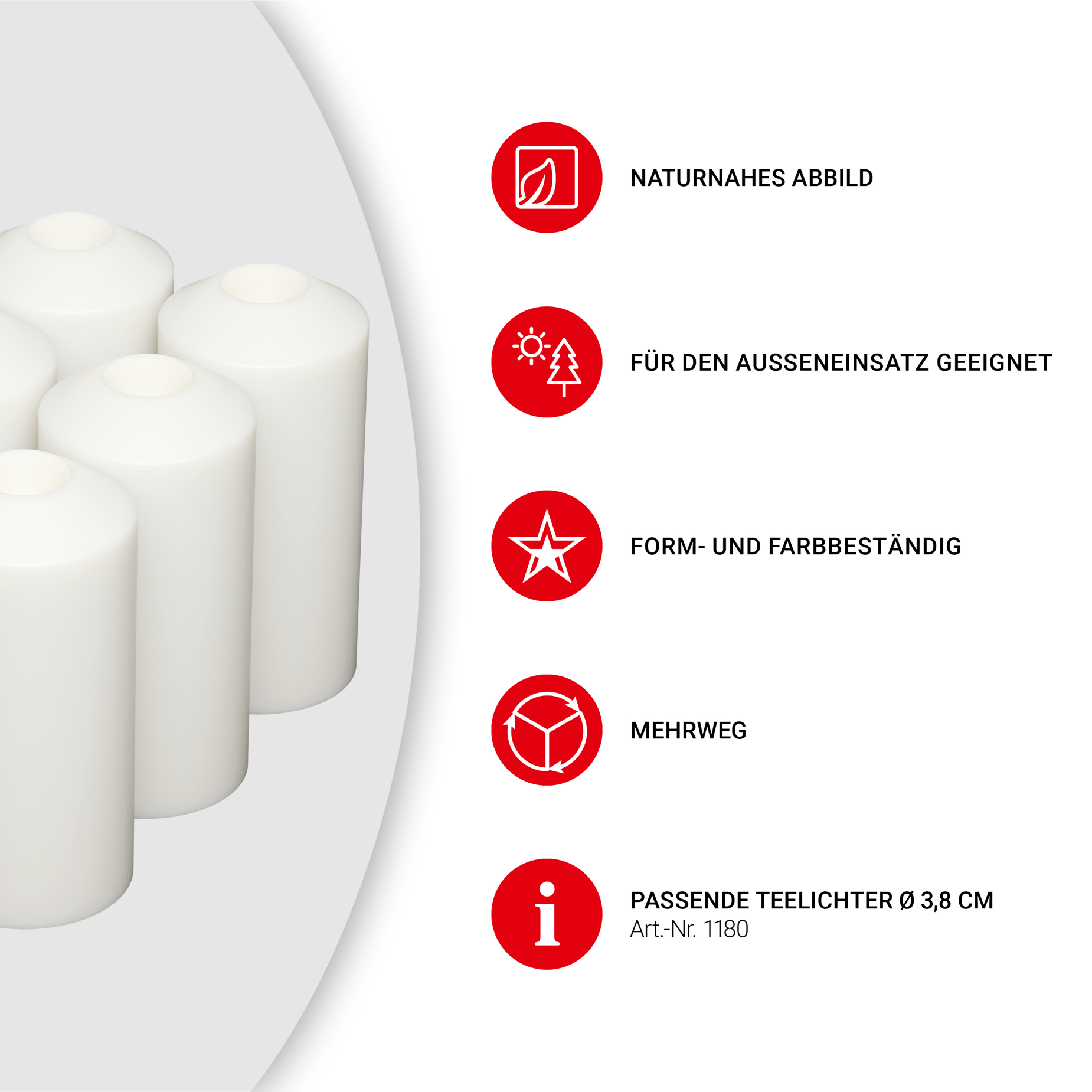 Special Offer: Tempus Candle Set - Small Tealights - White - Set of 6