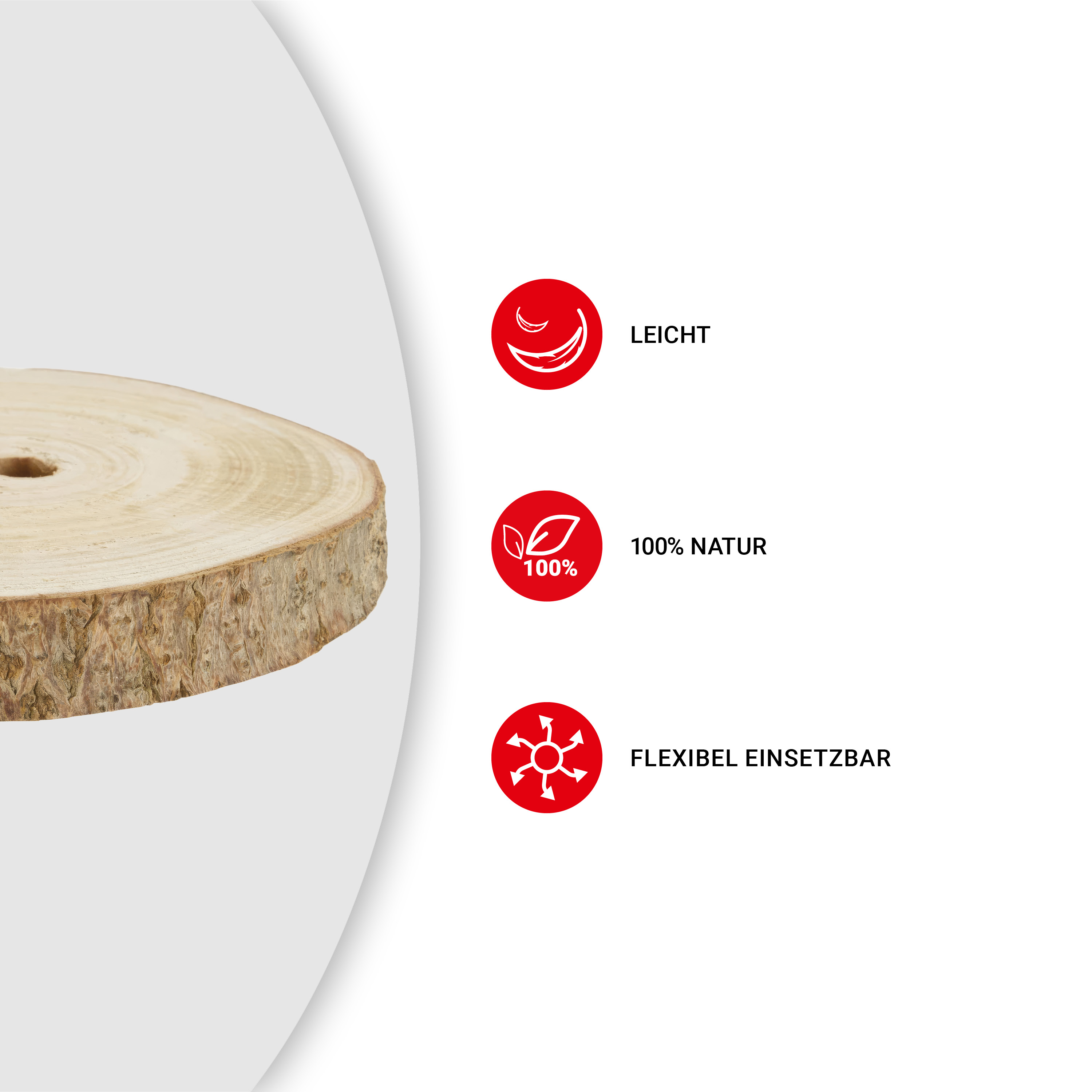 Baumscheibe - Paulownia-Holz - Ø 20 cm - VE: 6 Stück