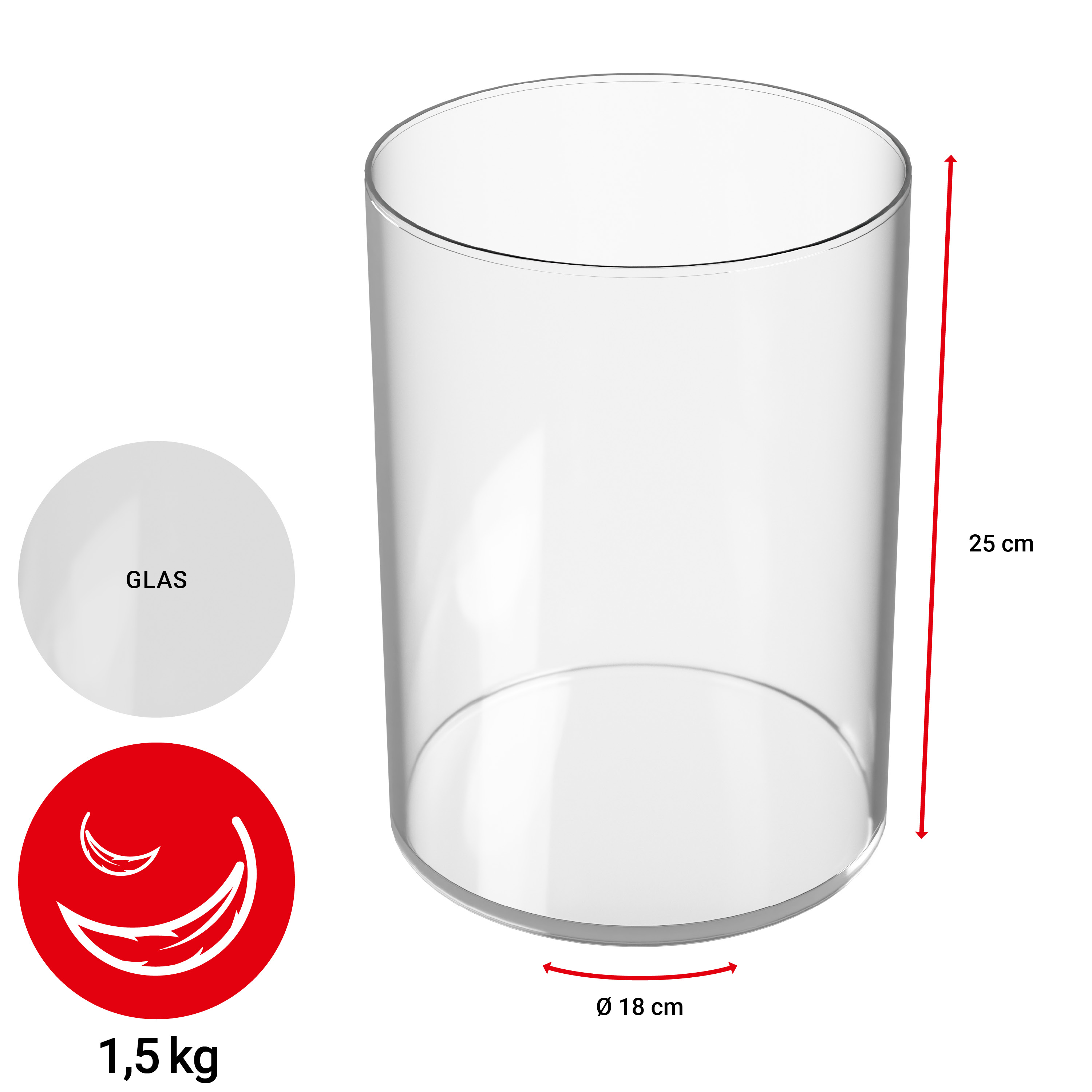 Glasvase - rund/klar - Ø 19,5 cm - VE: 4 Stück