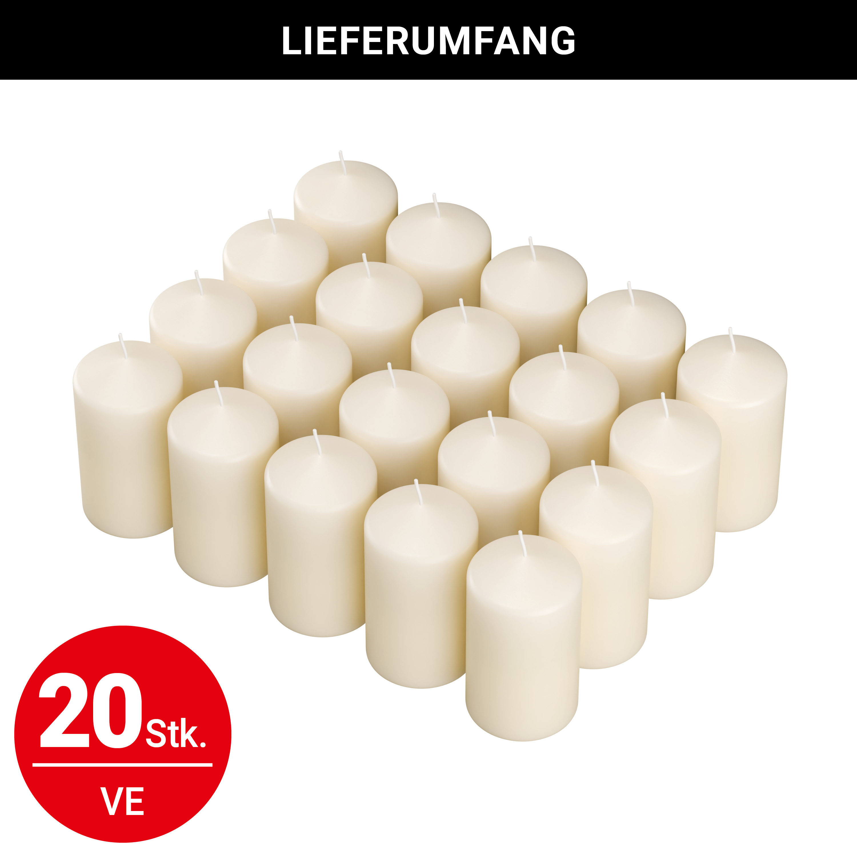 Stumpenkerze - creme - ø5cm H 8cm - 20 Stück
