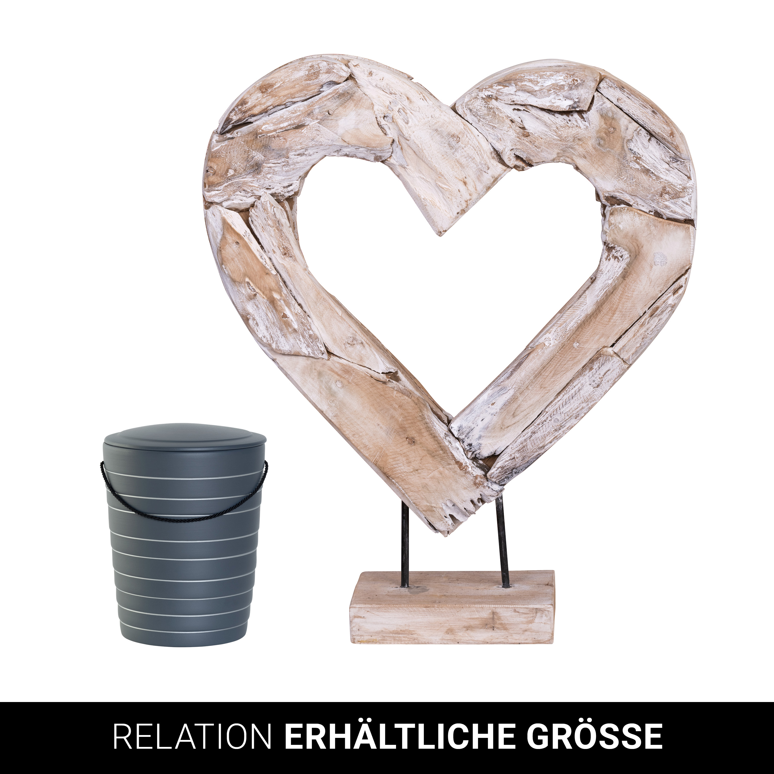 Statue - Herz/Shabbyoptik - 70 cm - VE: 1 Stück