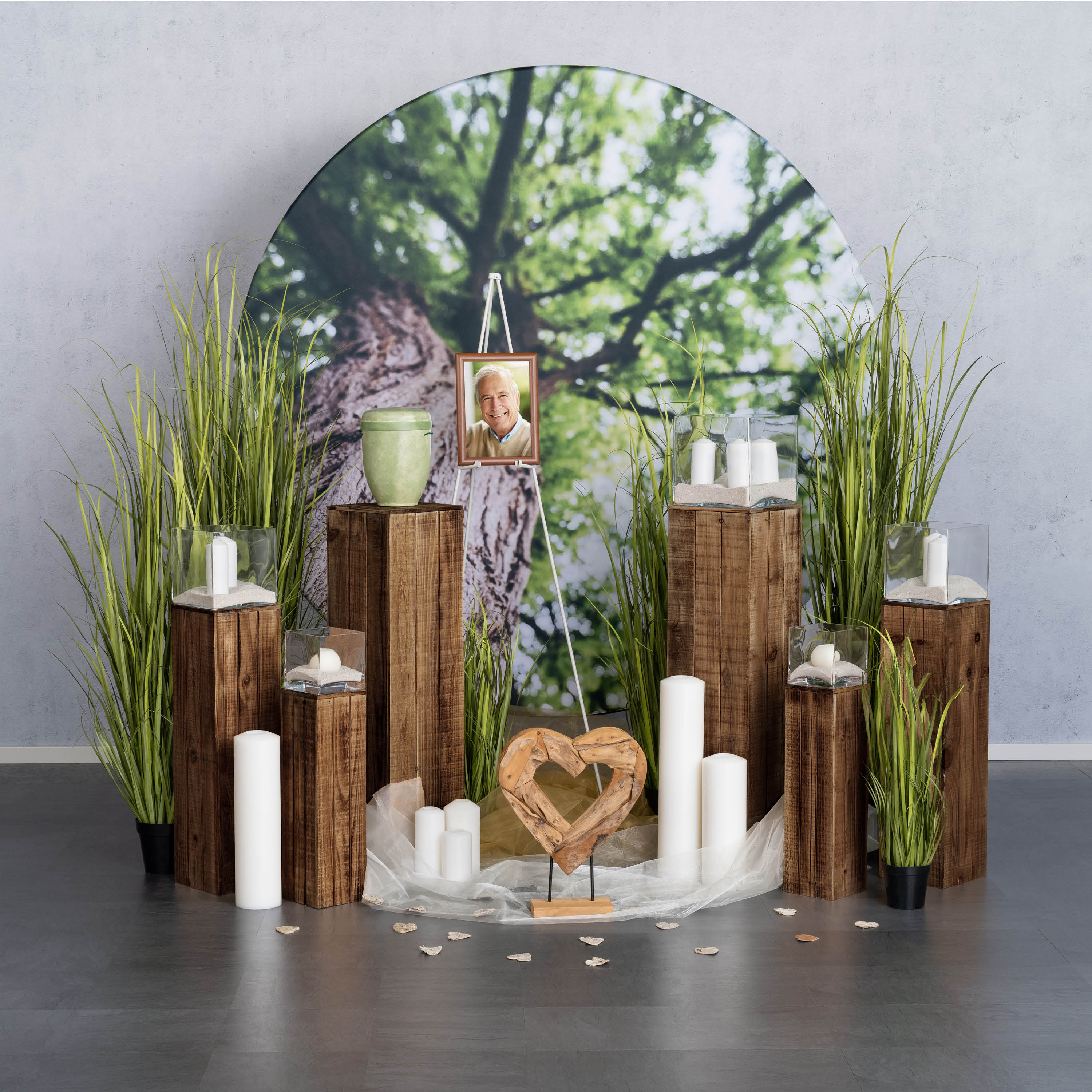 Dekosäule „Shabby Nature Holz"- dunkelbraun - 3er Set