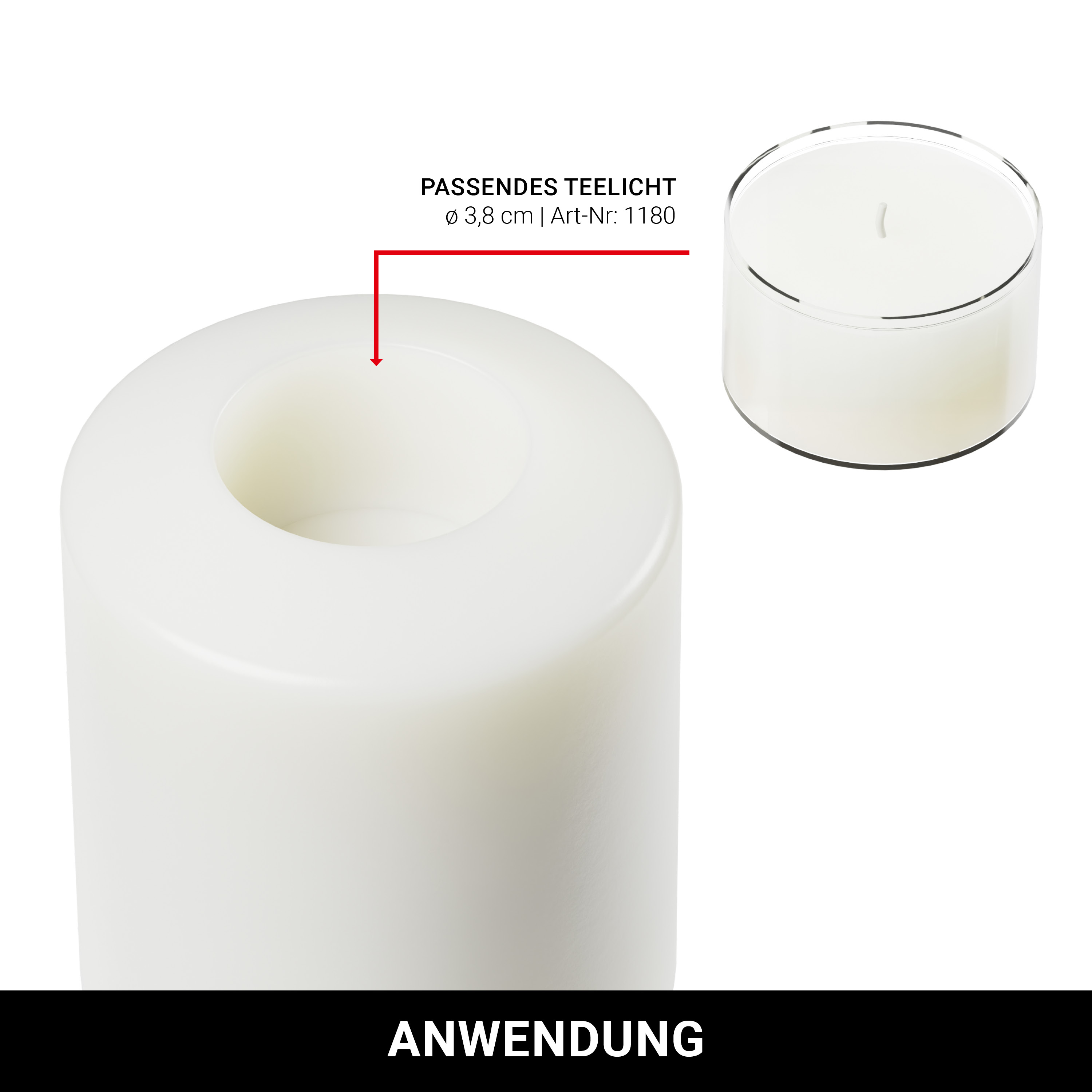 Kerze Tempus - weiß - Ø8cm H 12cm - 2 Stück