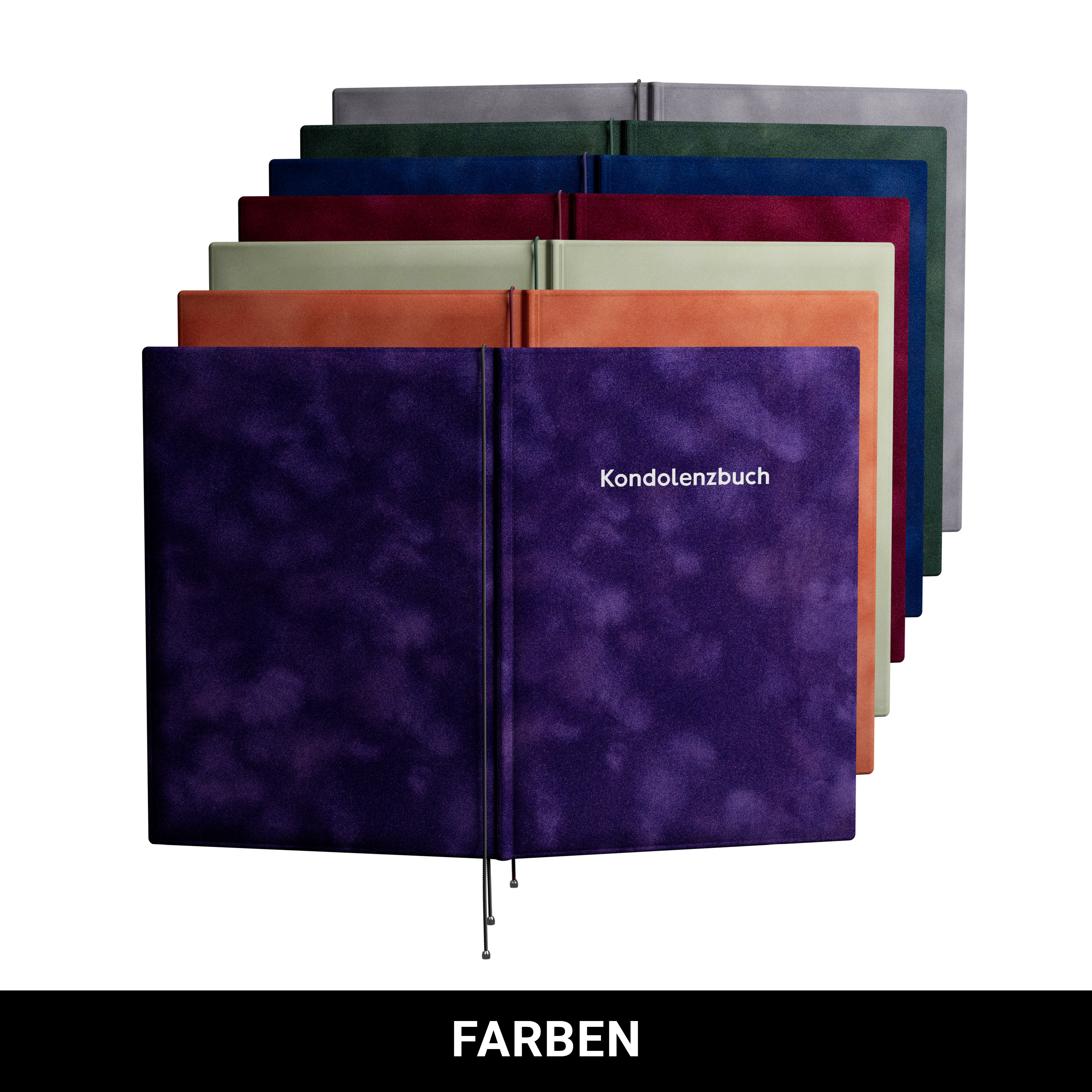 Kondolenzmappe aus Velours orange - Druck Silber - 10 Stück